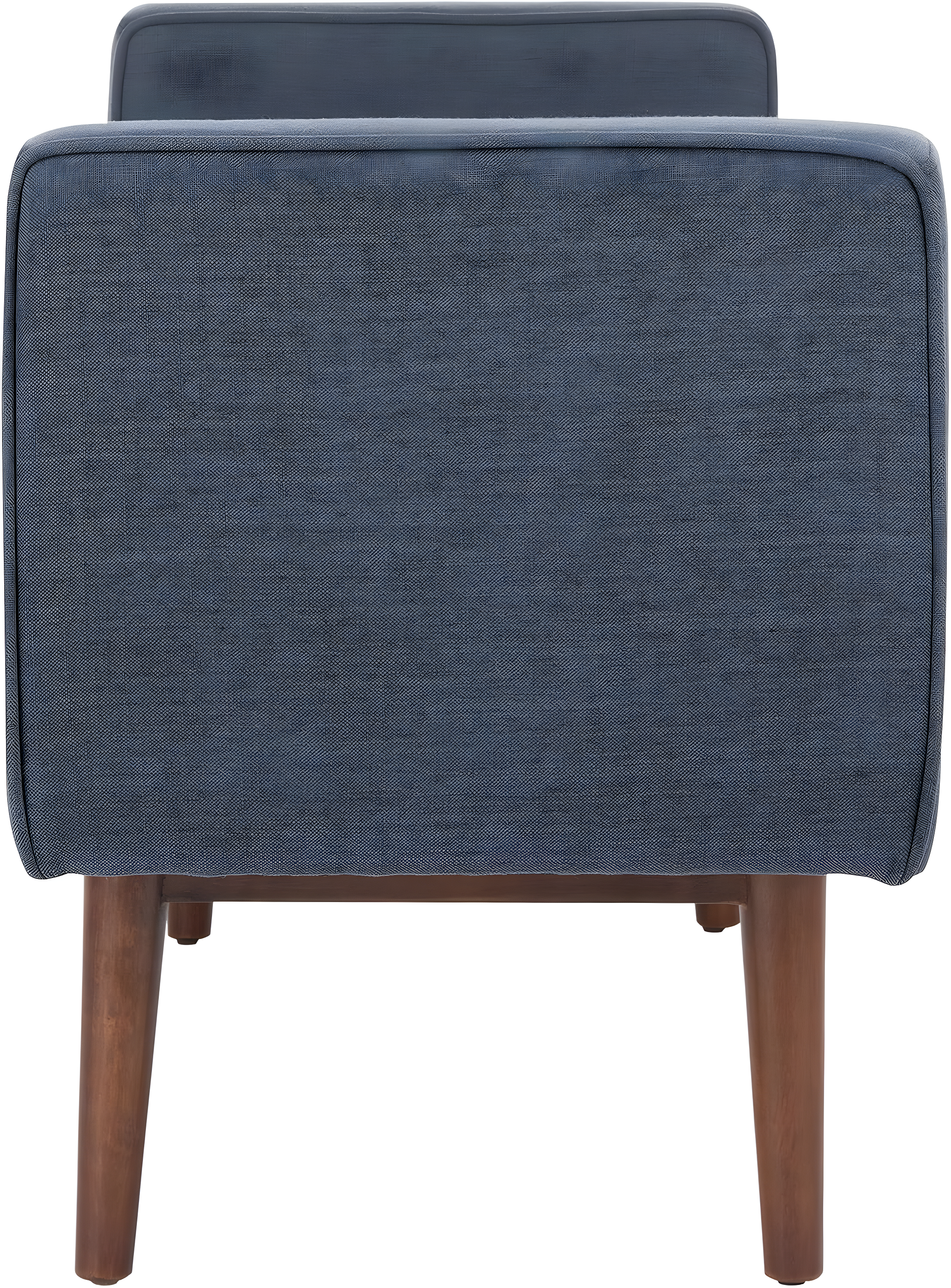 Henri Mid-Century Bench - Navy Linen/Walnut - Safavieh