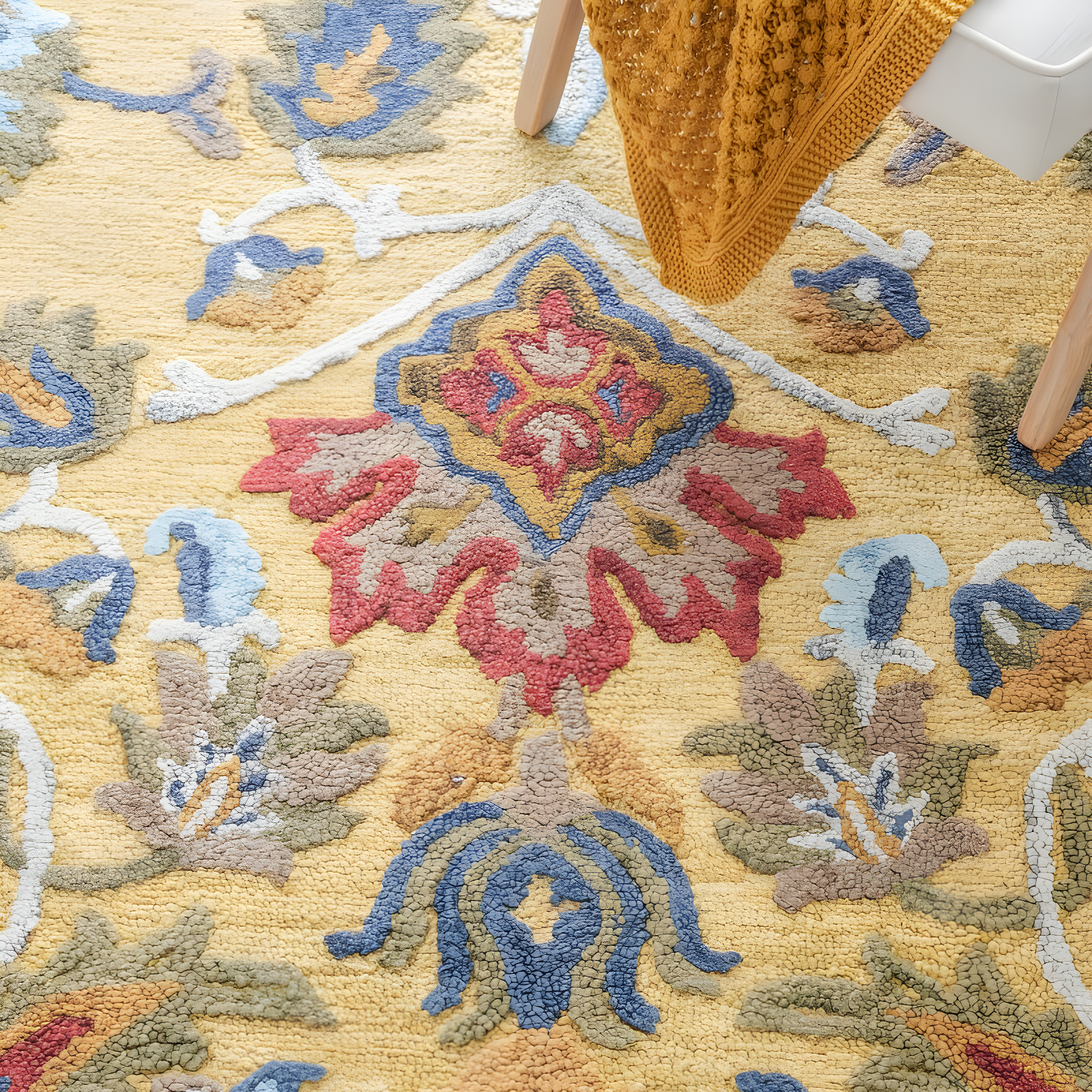 Blossom BLM402 Hand Tufted Runner Rug - Gold/Multi - 2'3"x12' - Safavieh.
