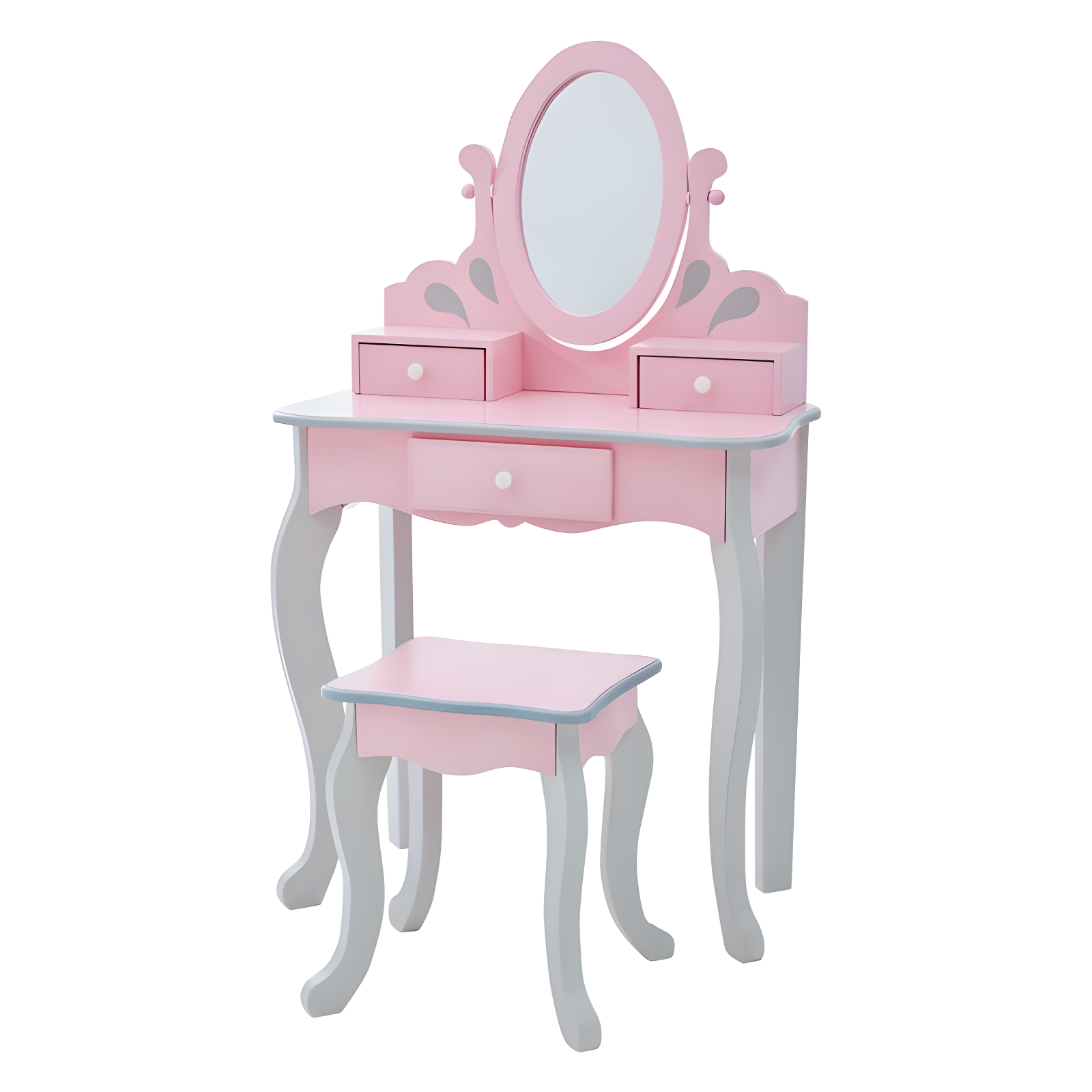 Teamson Kids Wooden Princess Rapunzel 2-pc. Vanity Set, Gray/Pink