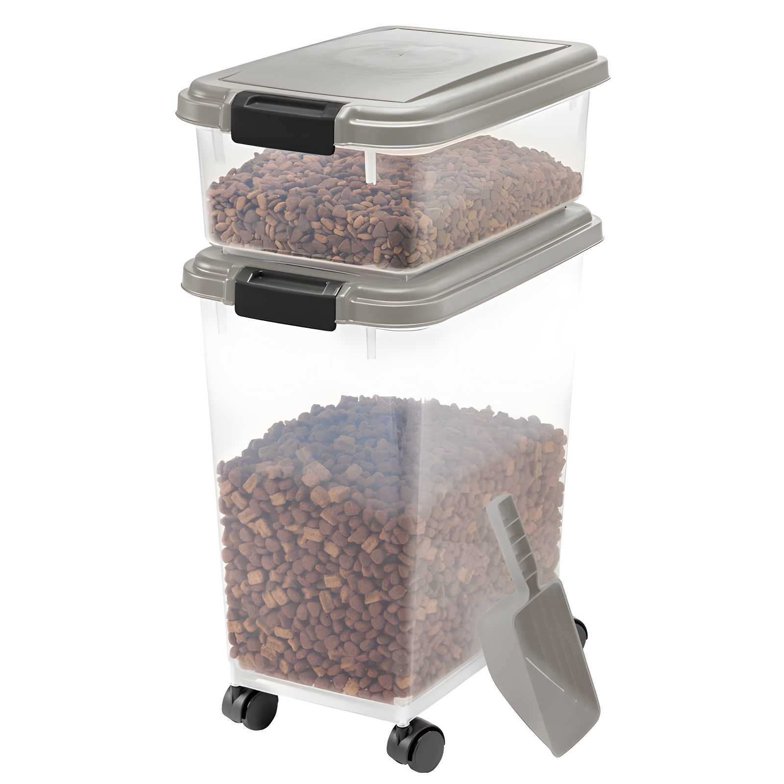 Zoey Tails 35 Lbs. WeatherPro Airtight Stackable Pet Food Storage Container Combo with Scoop & Treat Box