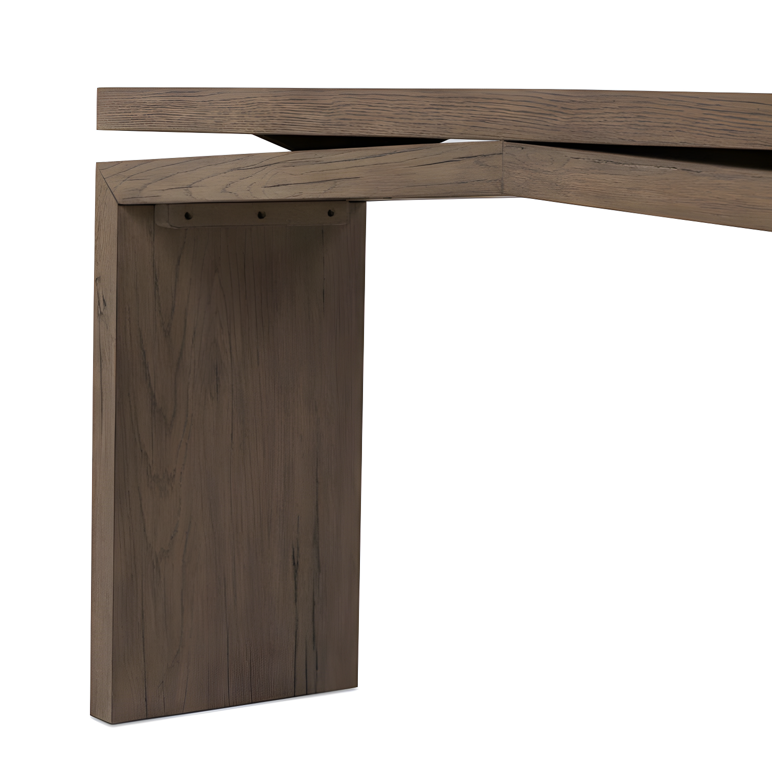 Rustic Gray Oak Veneer Console Table with Storage