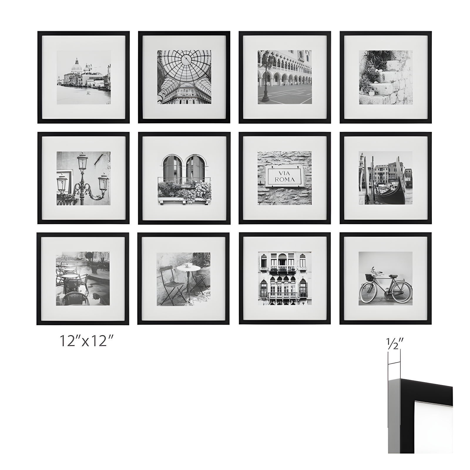 Gallery Perfect Gallery Perfect 12" x 12" Photo Gallery Wall Matted Picture Frame Set (Set of 12)