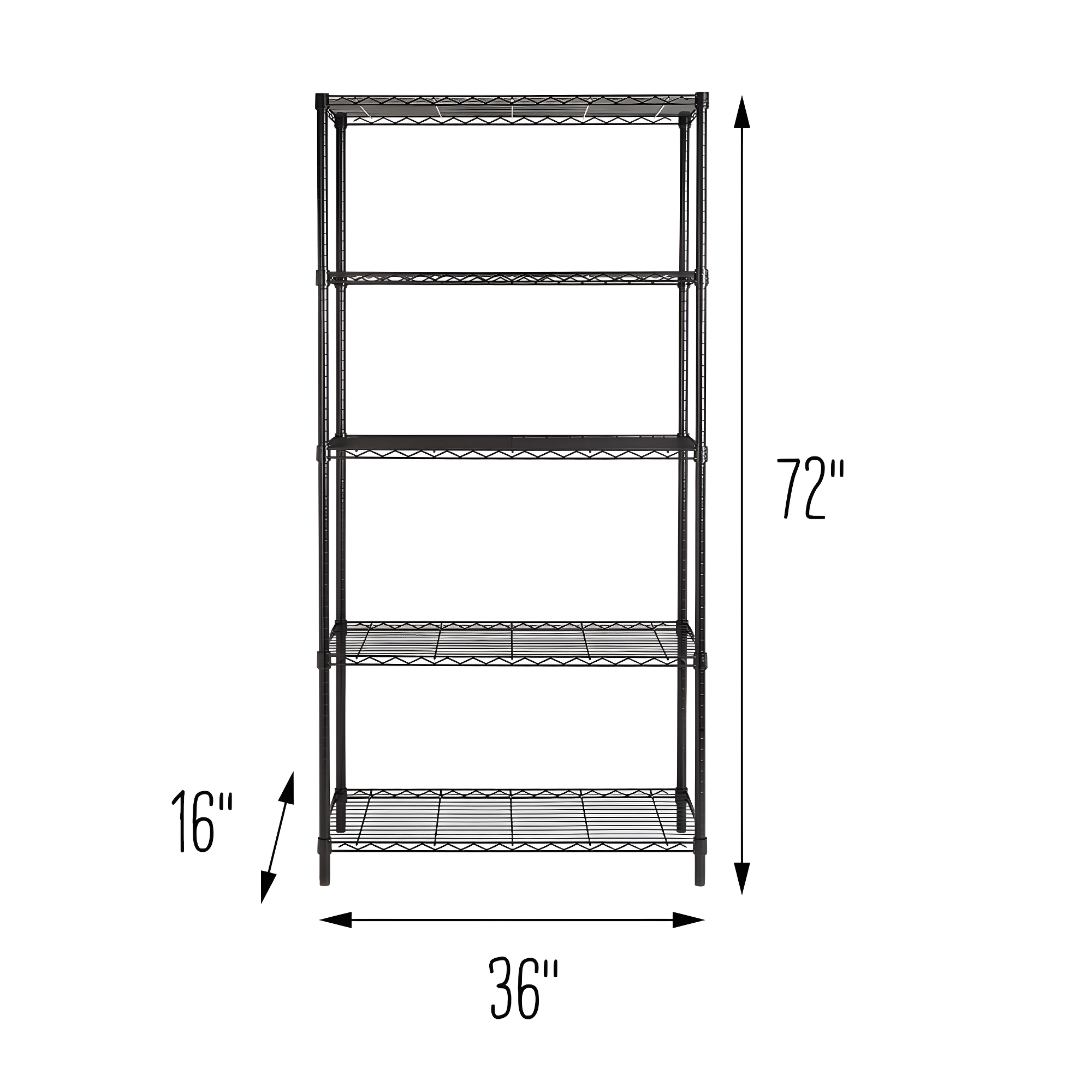 Honey Can Do 5-Tier Metal Height-Adjustable Shelving Unit (36" W X 72" H x 16" D)