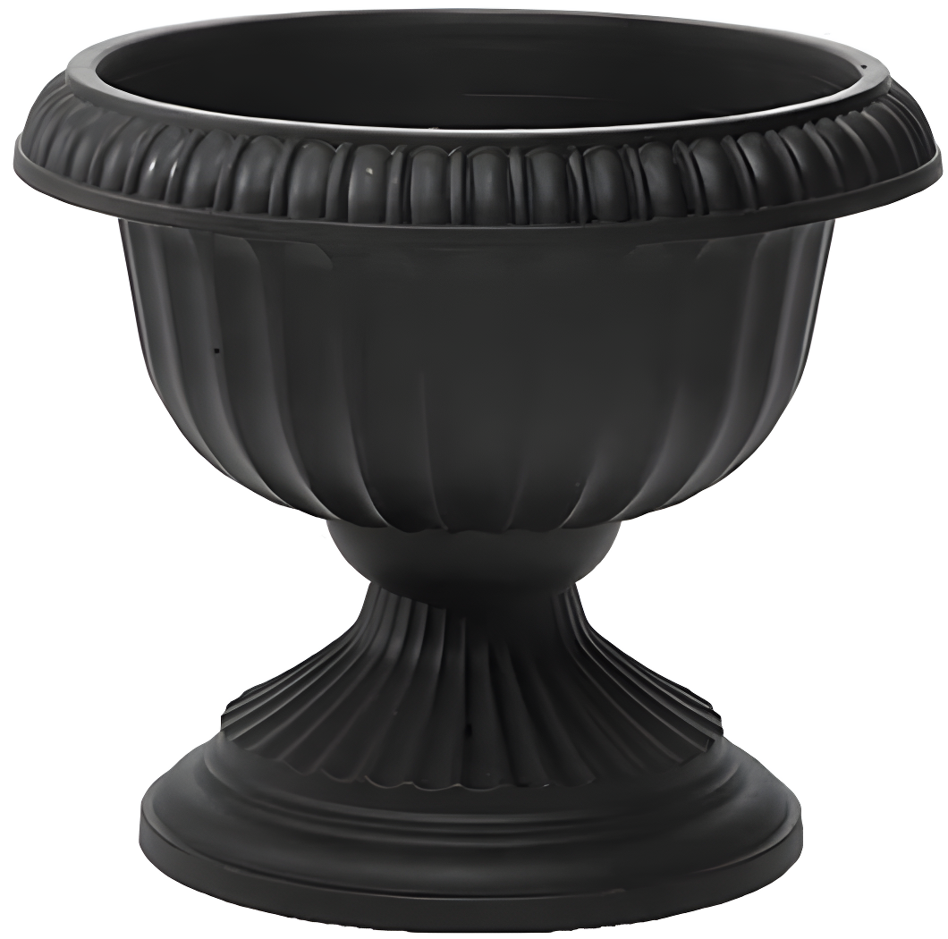 Novelty Grecian Plastic Indoor/Outdoor Urn Planter, Black, 12in