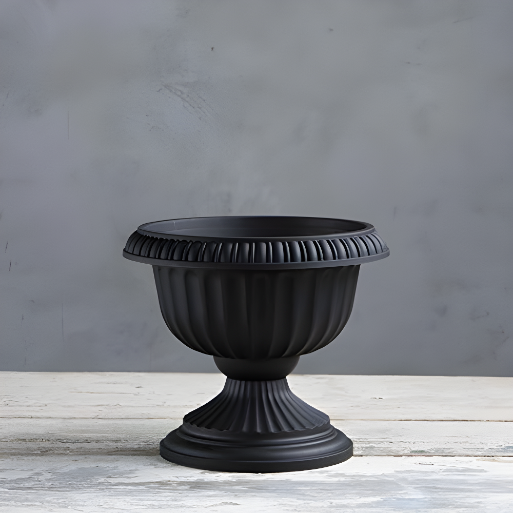Novelty Grecian Plastic Indoor/Outdoor Urn Planter, Black, 12in