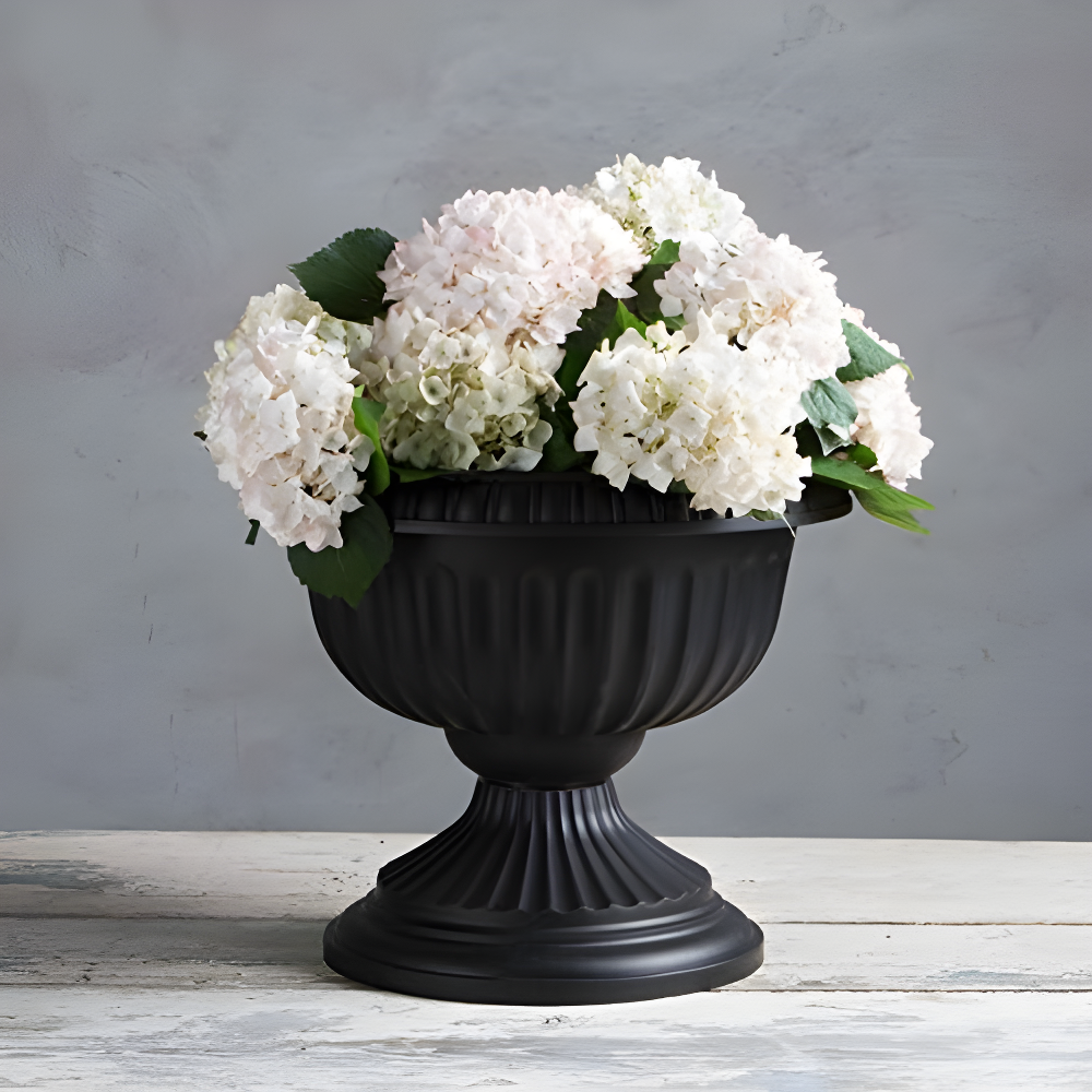 Novelty Grecian Plastic Indoor/Outdoor Urn Planter, Black, 12in
