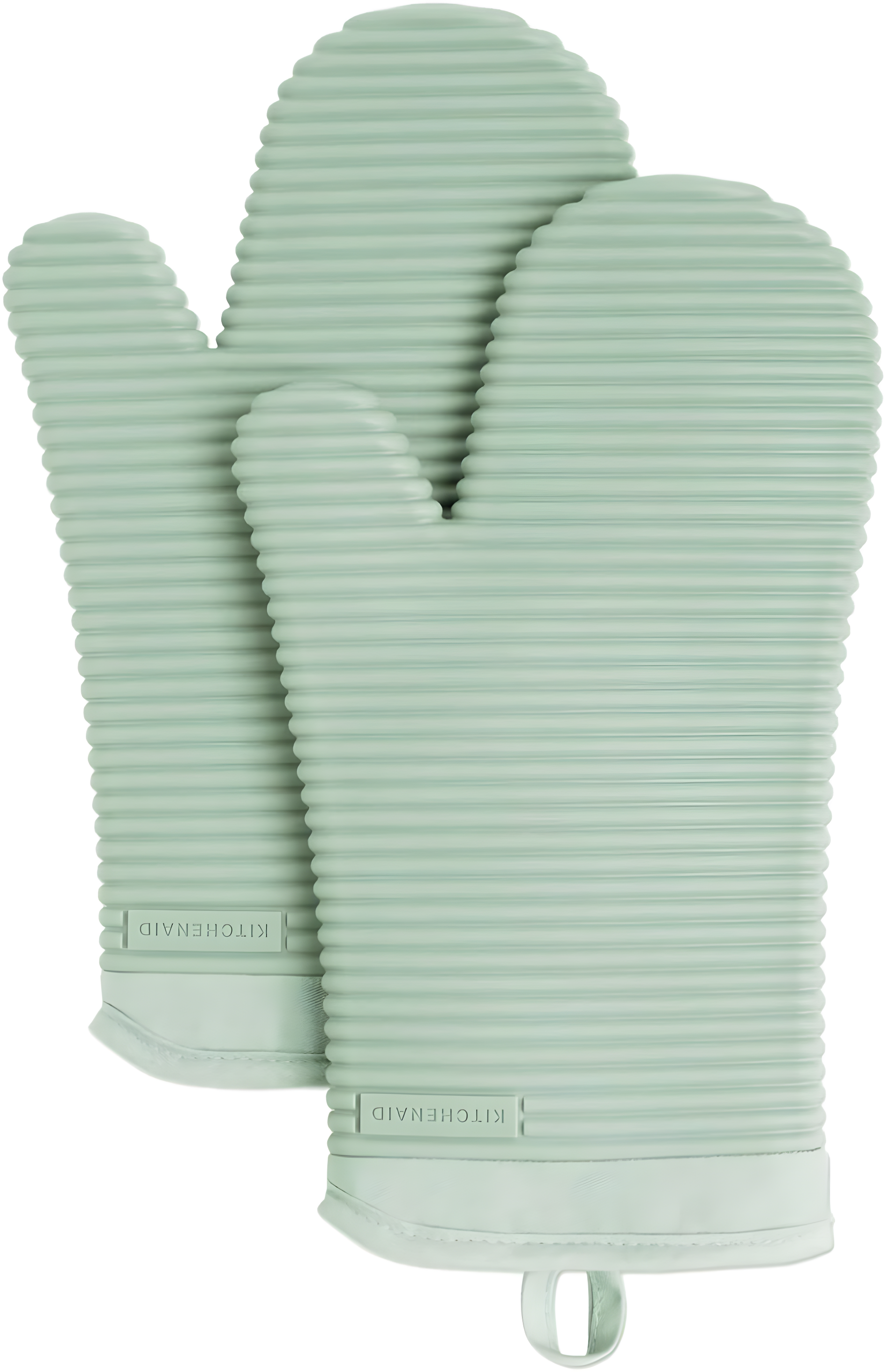 KitchenAid Pistachio Ribbed Soft Silicone Oven Mitts, Set of 2