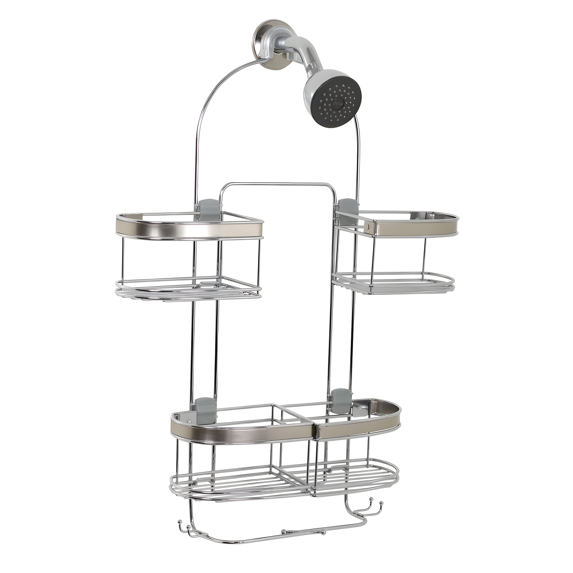 zenna home 7546nsp, expandable over-the-showerhead caddy, chrome