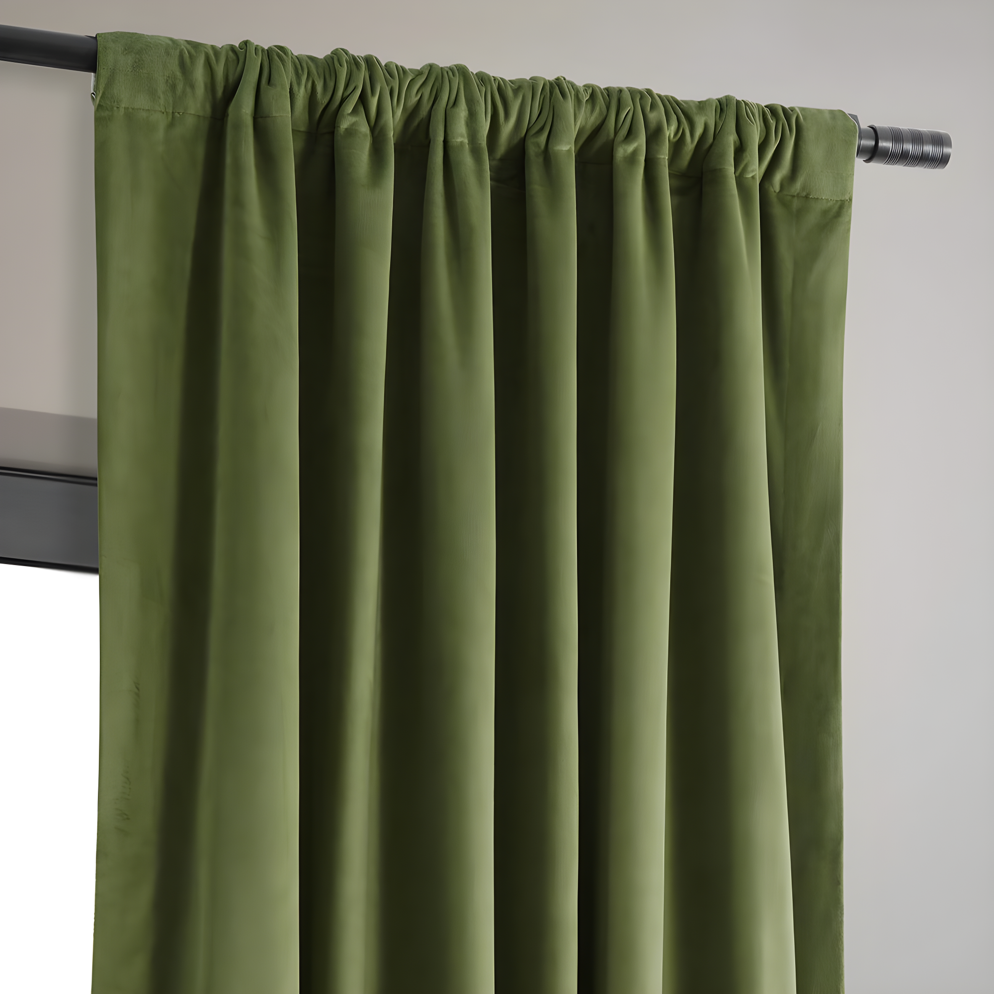 Half Price Drapes Signature Basque Green Velvet Blackout Curtains For Bedroom(1 Panel), 50WX 84L