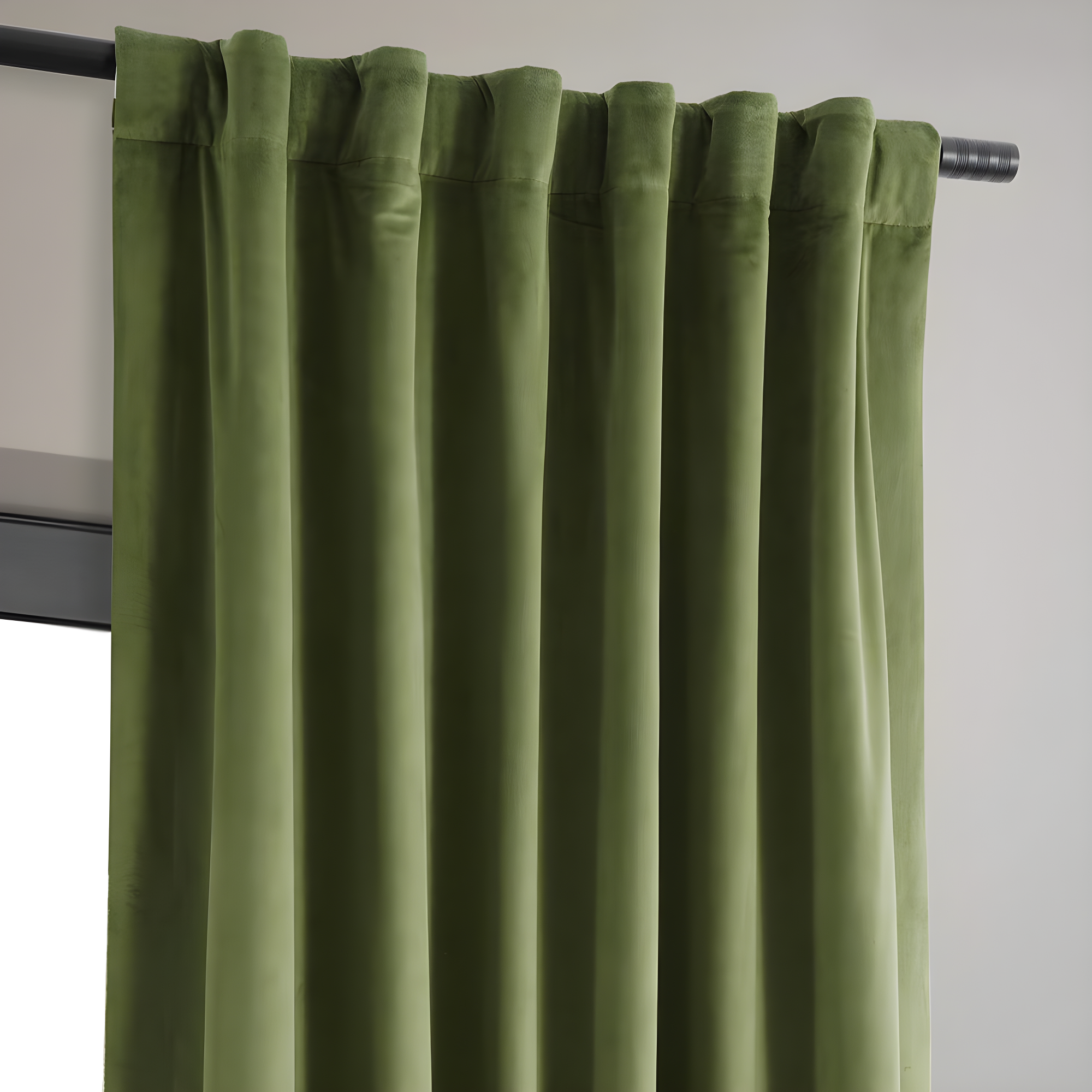 Half Price Drapes Signature Basque Green Velvet Blackout Curtains For Bedroom(1 Panel), 50WX 84L