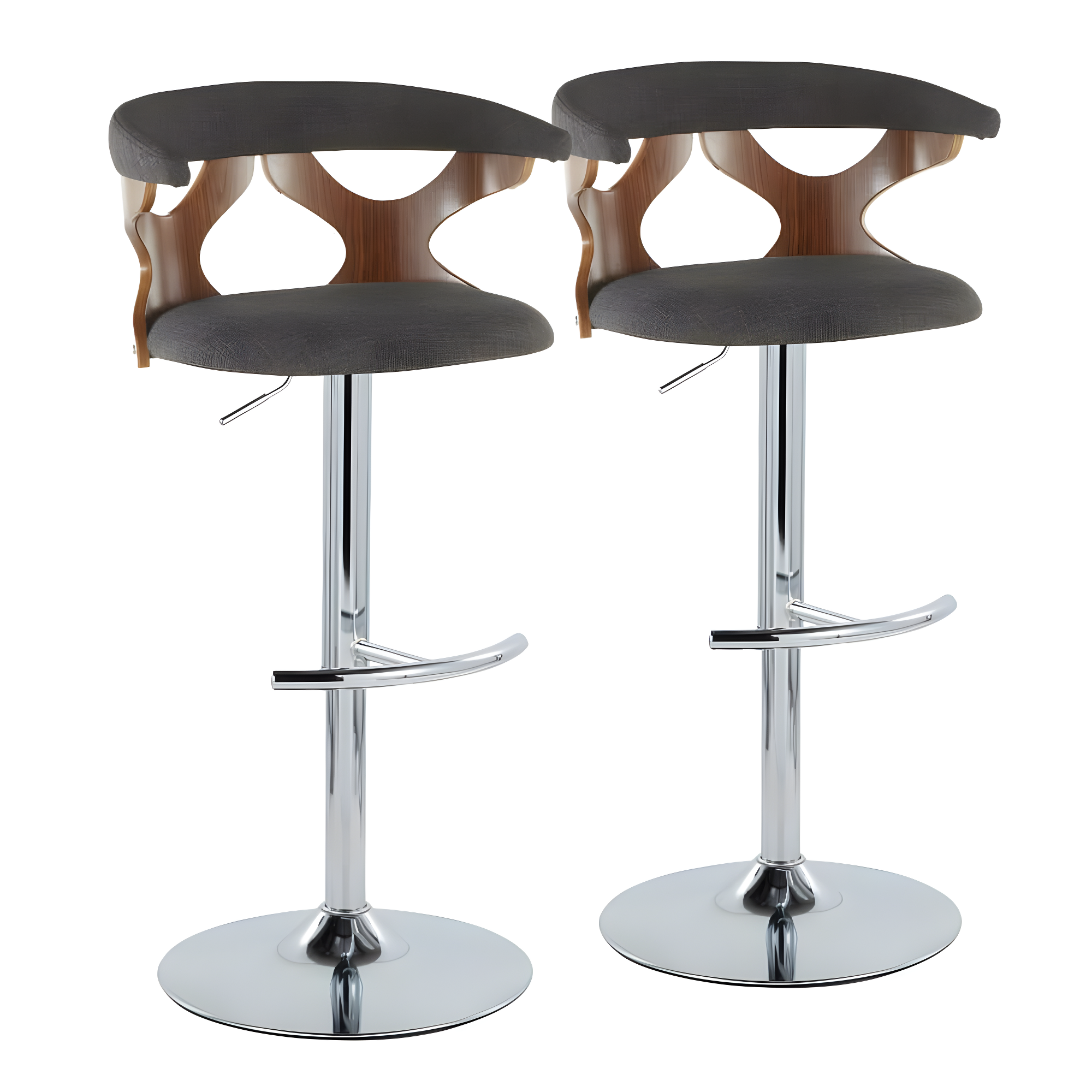 Gardenia Swivel Upholstered Adjustable Height Counter Stool with Metal Frame (Set of 2)