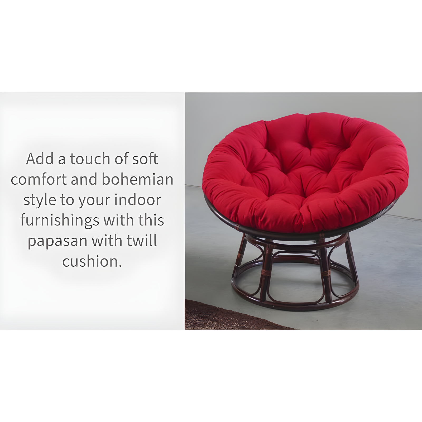 42" Rattan Papasan Chair with Micro Suede Cushion Hunter Green - International Caravan