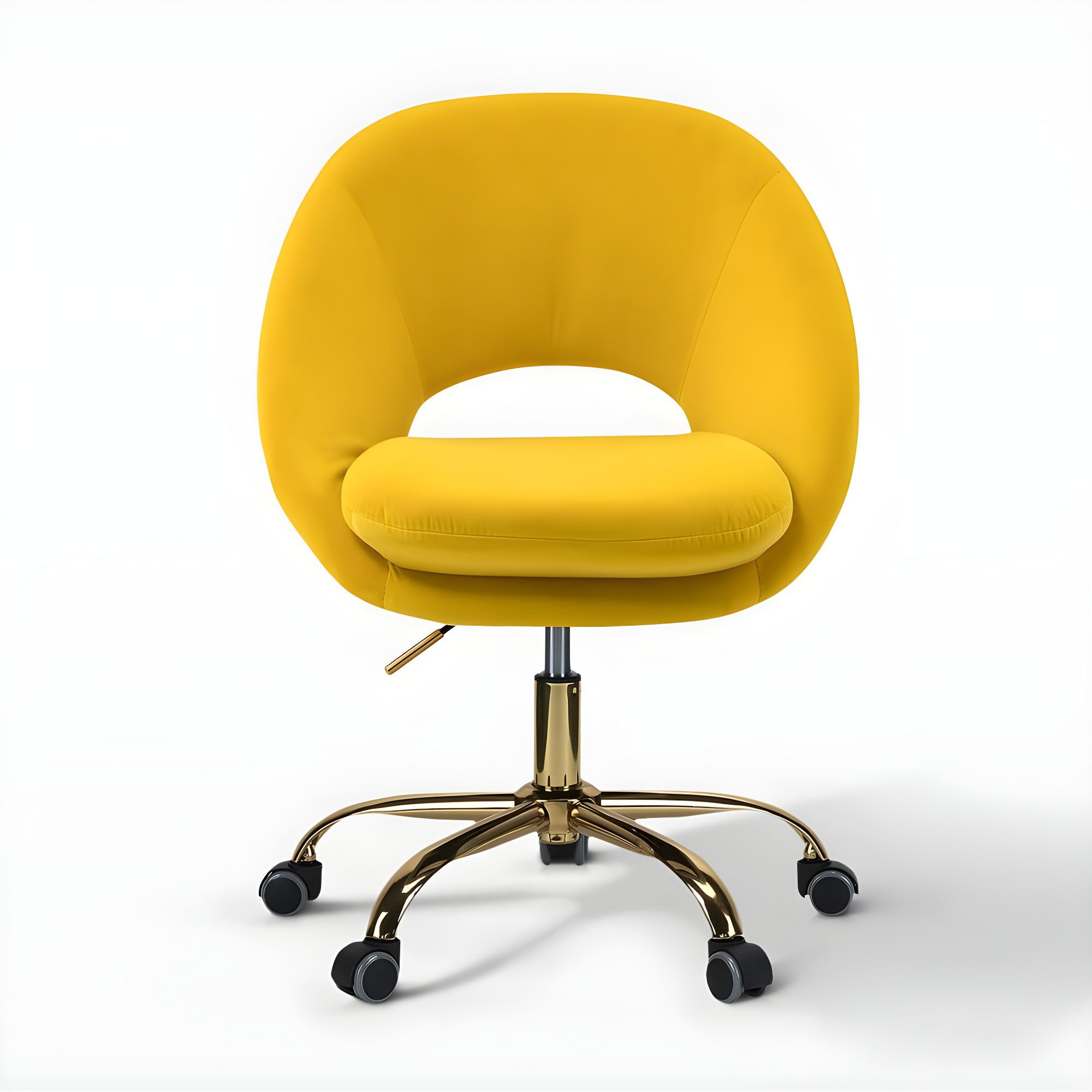 Velvet Home Office Chair for Teens, Adjustable Height & 360° Swivel Cute Computer Task Chair, Yellow