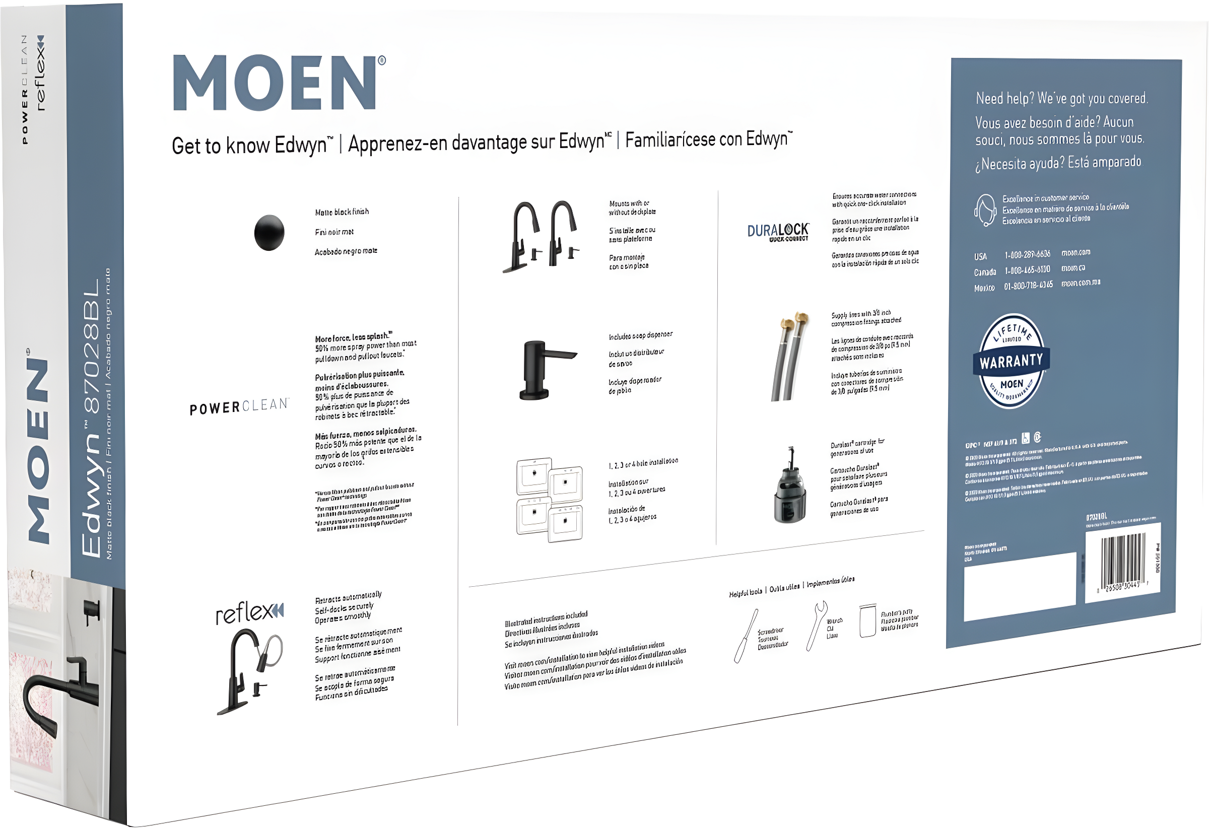 Moen Edwyn 87028BL Matte Black 1-Handle Deck-Mount Pull-Down Handle Kitchen Faucet (Deck Plate Included)