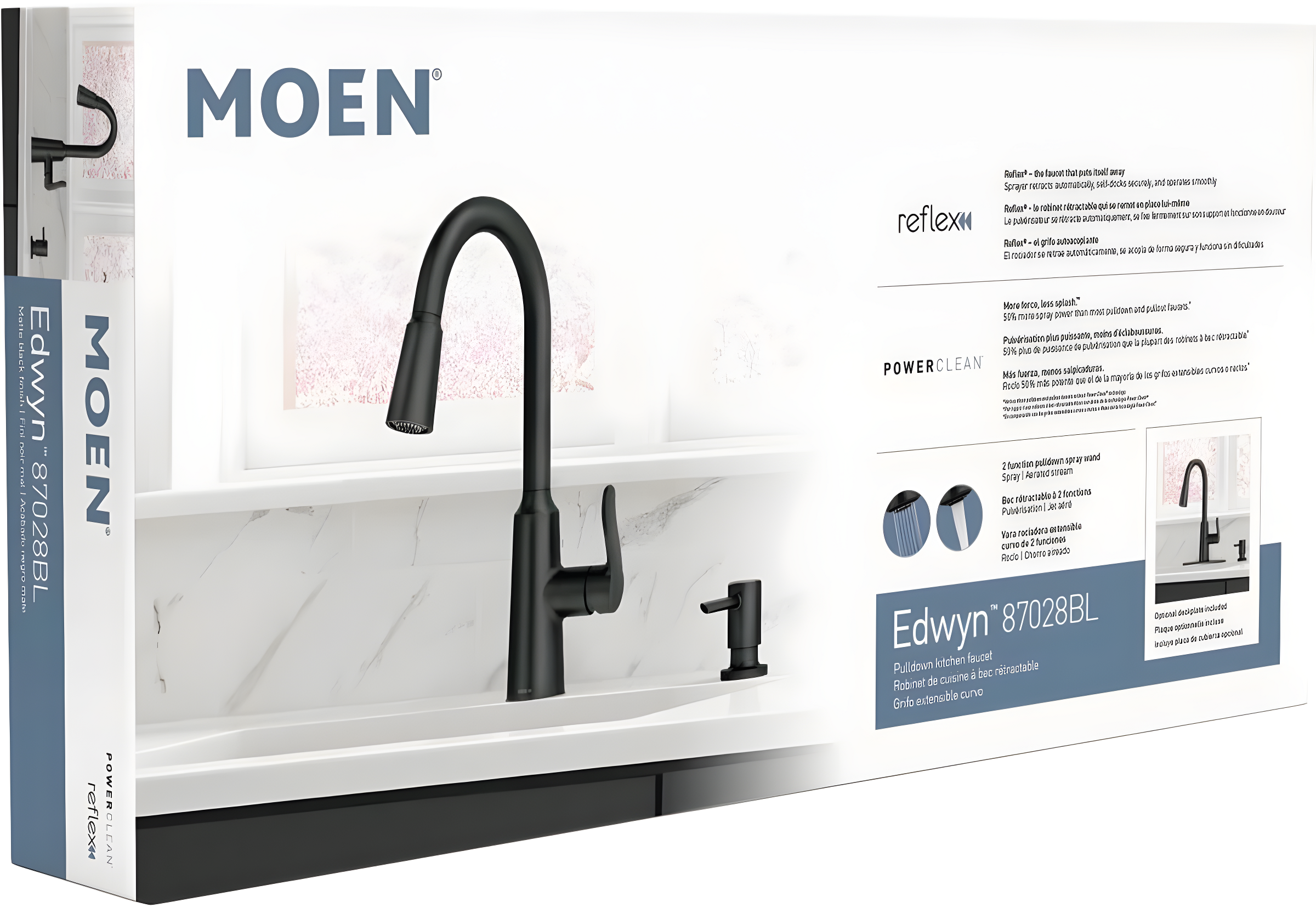 Moen Edwyn 87028BL Matte Black 1-Handle Deck-Mount Pull-Down Handle Kitchen Faucet (Deck Plate Included)