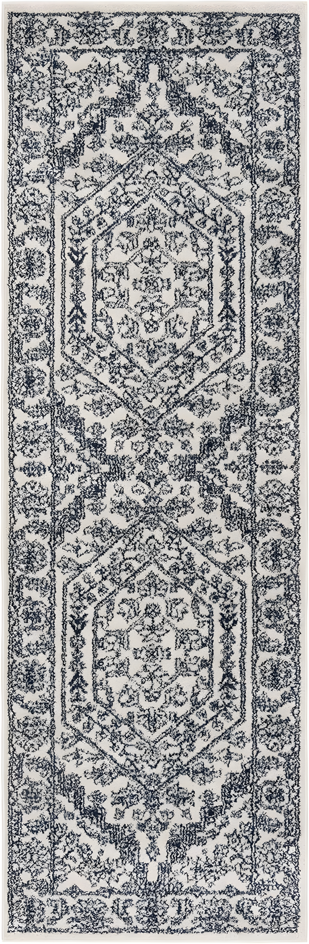 Adirondack ADR108 Power Loomed Runner Rug - Ivory/Navy - 2'6"x12' - Safavieh.