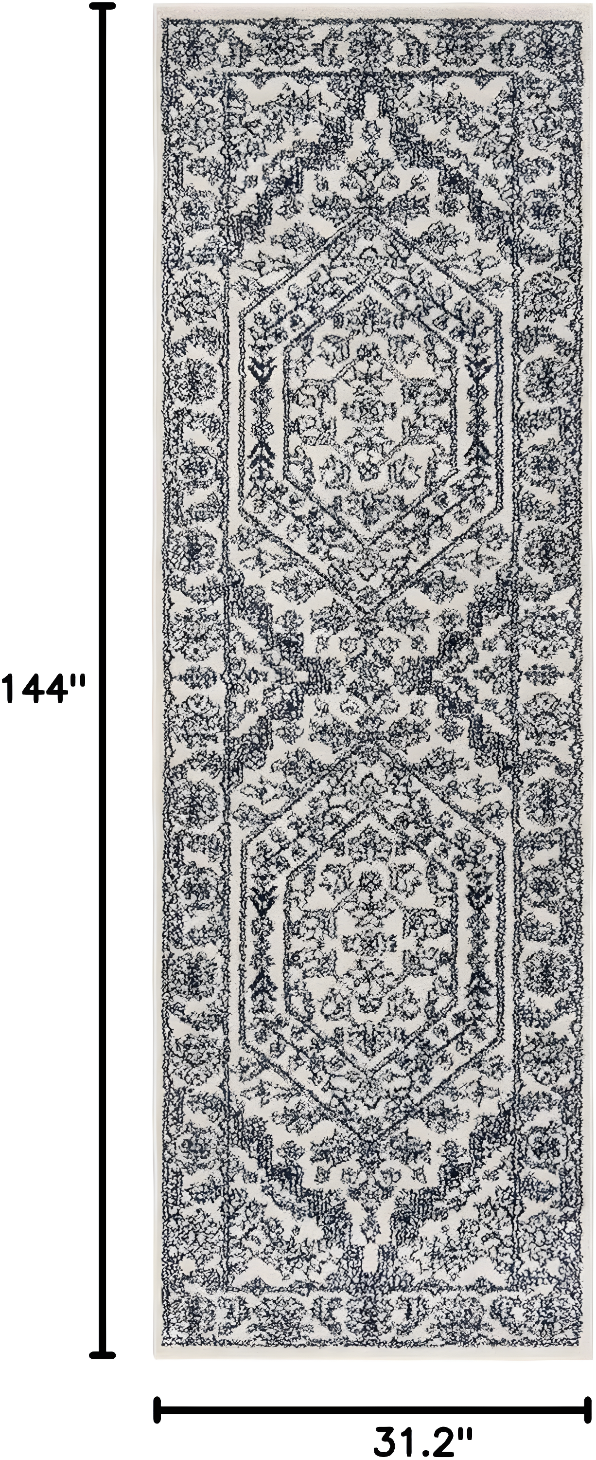 Adirondack ADR108 Power Loomed Runner Rug - Ivory/Navy - 2'6"x12' - Safavieh.