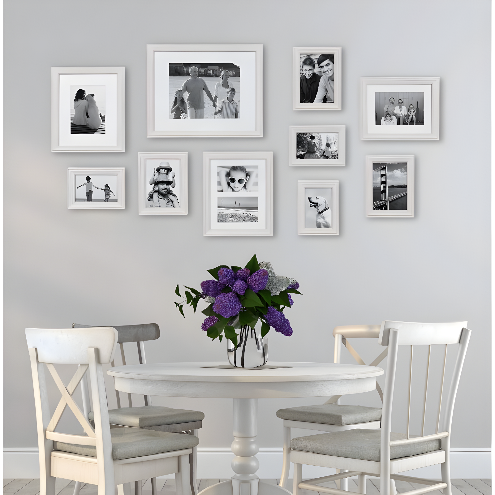 10pc Bordeaux Frame Box Set Matte White - Kate & Laurel All Things Decor: Wall Display, Modern Decor Style