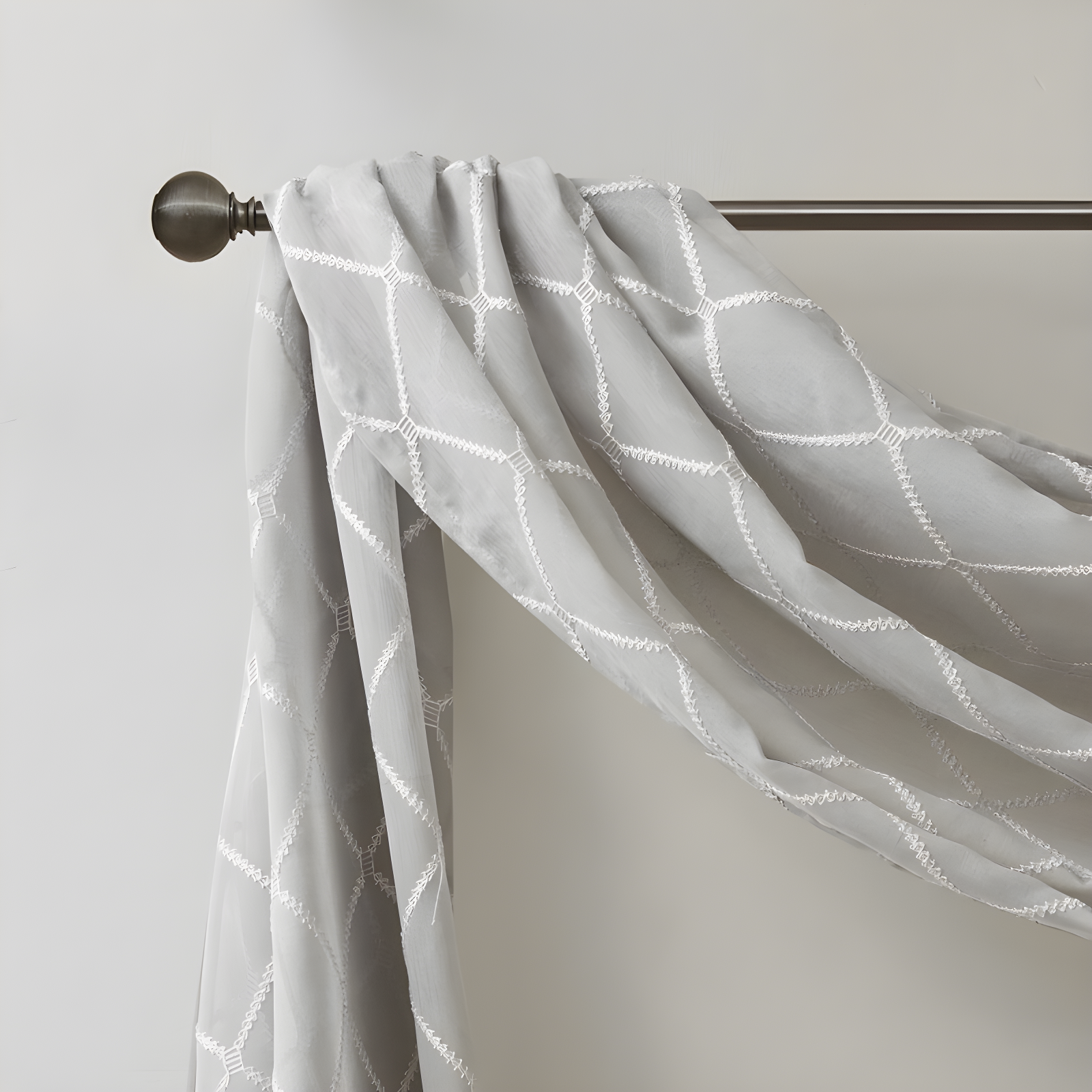 Madison Park Irina Solid Sheer Embroidered Window Scarf