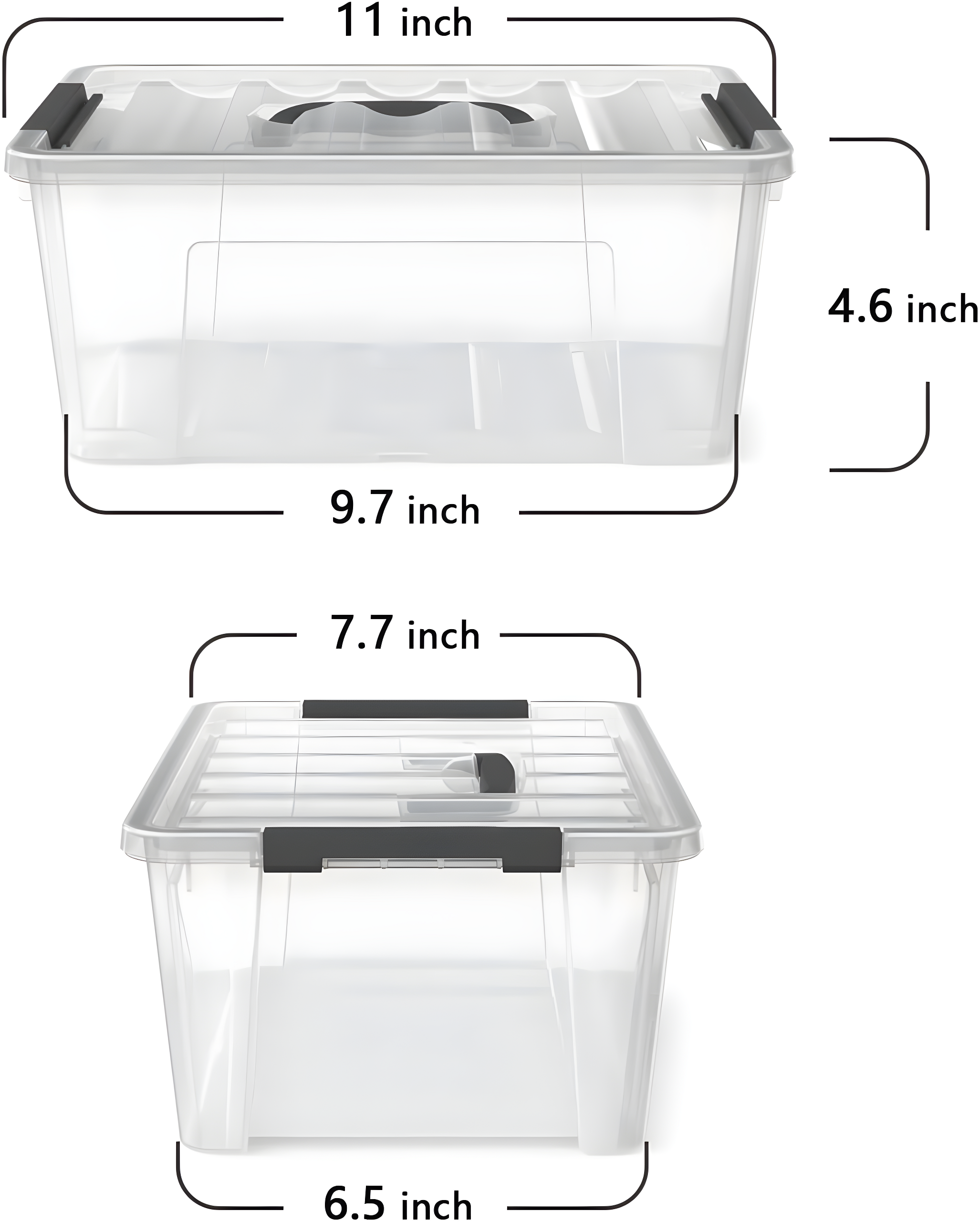 Rebrilliant Clear Storage Latch Bins, 6-Pack Storage Organizer Box With Handle And Lids, 5-Litre