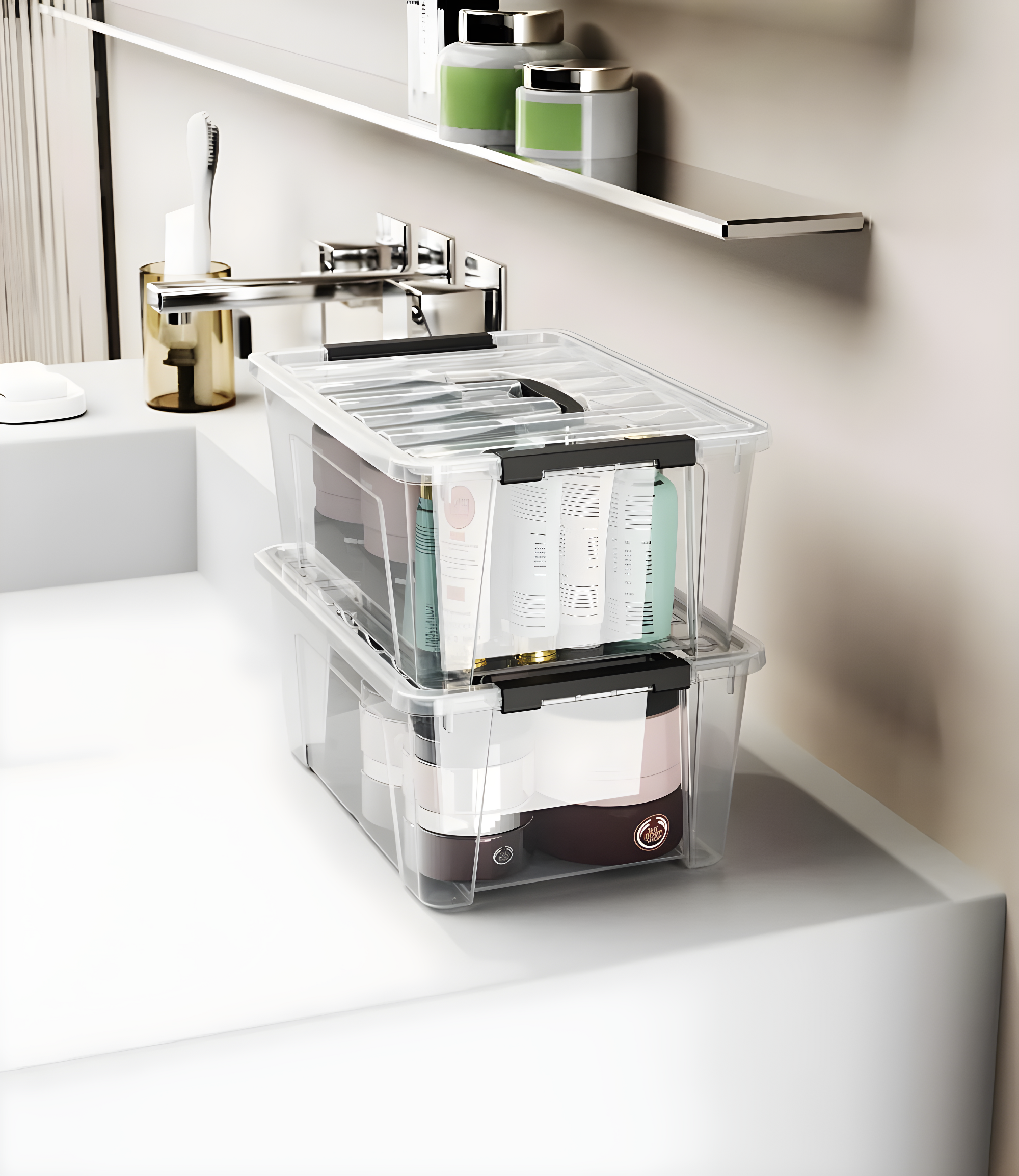 Rebrilliant Clear Storage Latch Bins, 6-Pack Storage Organizer Box With Handle And Lids, 5-Litre