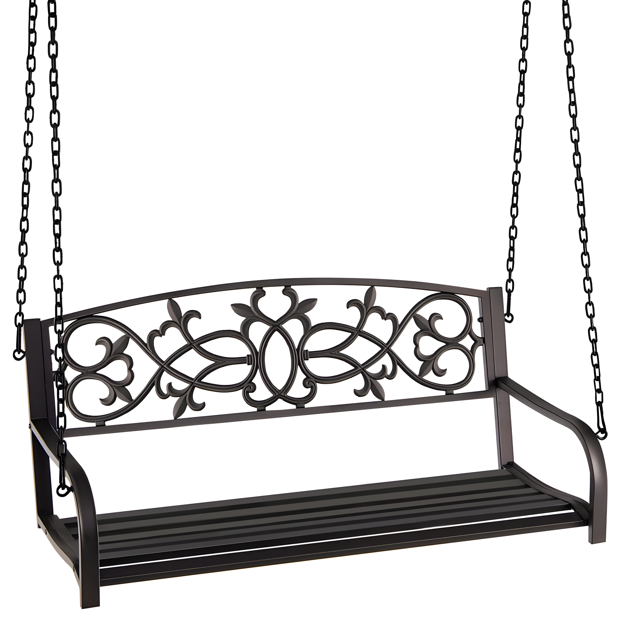 Resenkos Porch Swing, 2-Person Outdoor Porch Metal Hanging Swing Chair with Sturdy Chains-Brown, Hanging Outdoor Porch Swings for Garden, Backyard