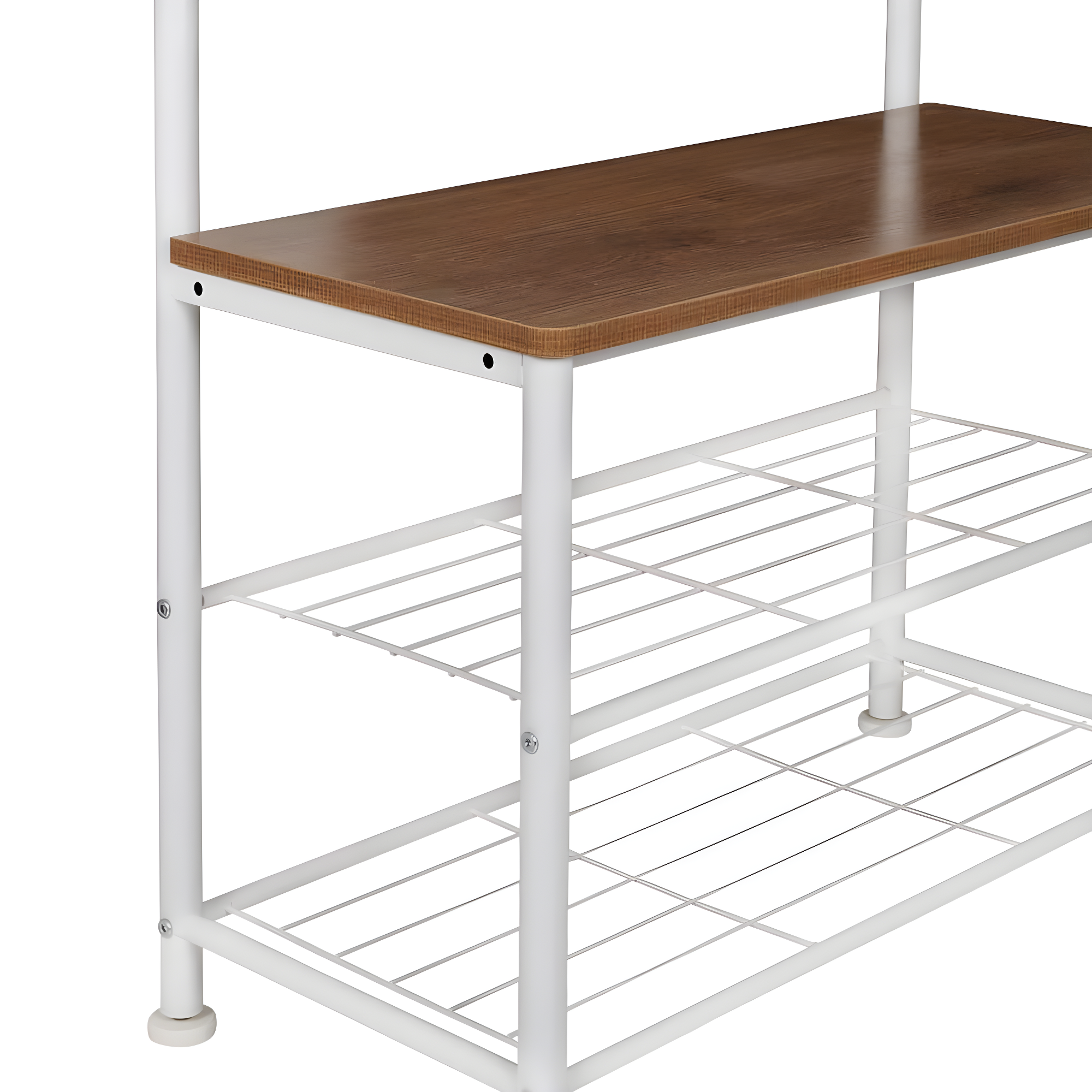 Honey-Can-Do Steel and MDF Freestanding Entryway Hall Tree with 9 Hooks and Shoe Storage Bench, White/Natural