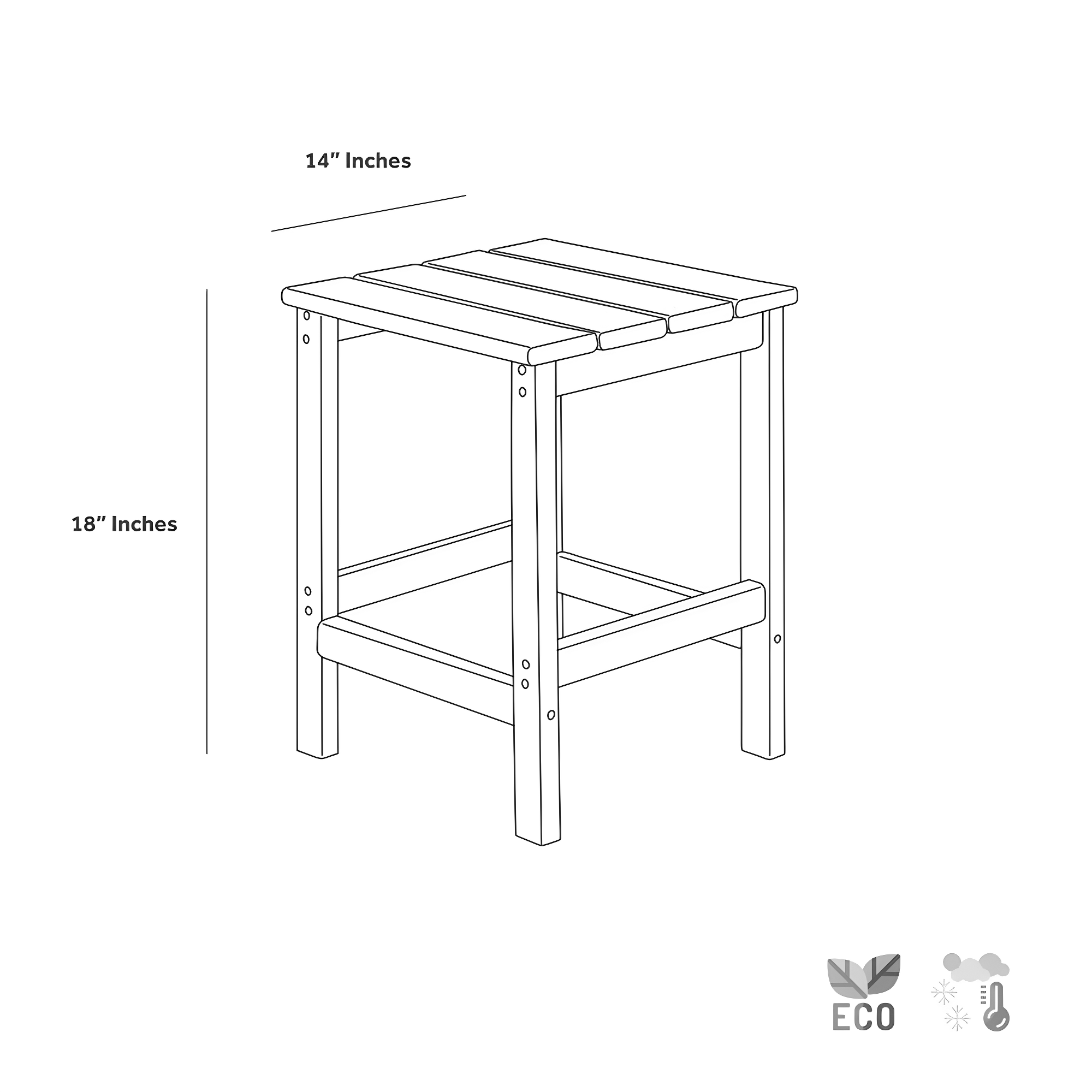 Polytrends  Laguna Hdpe All Weather Outdoor Patio Square Side Table Teak