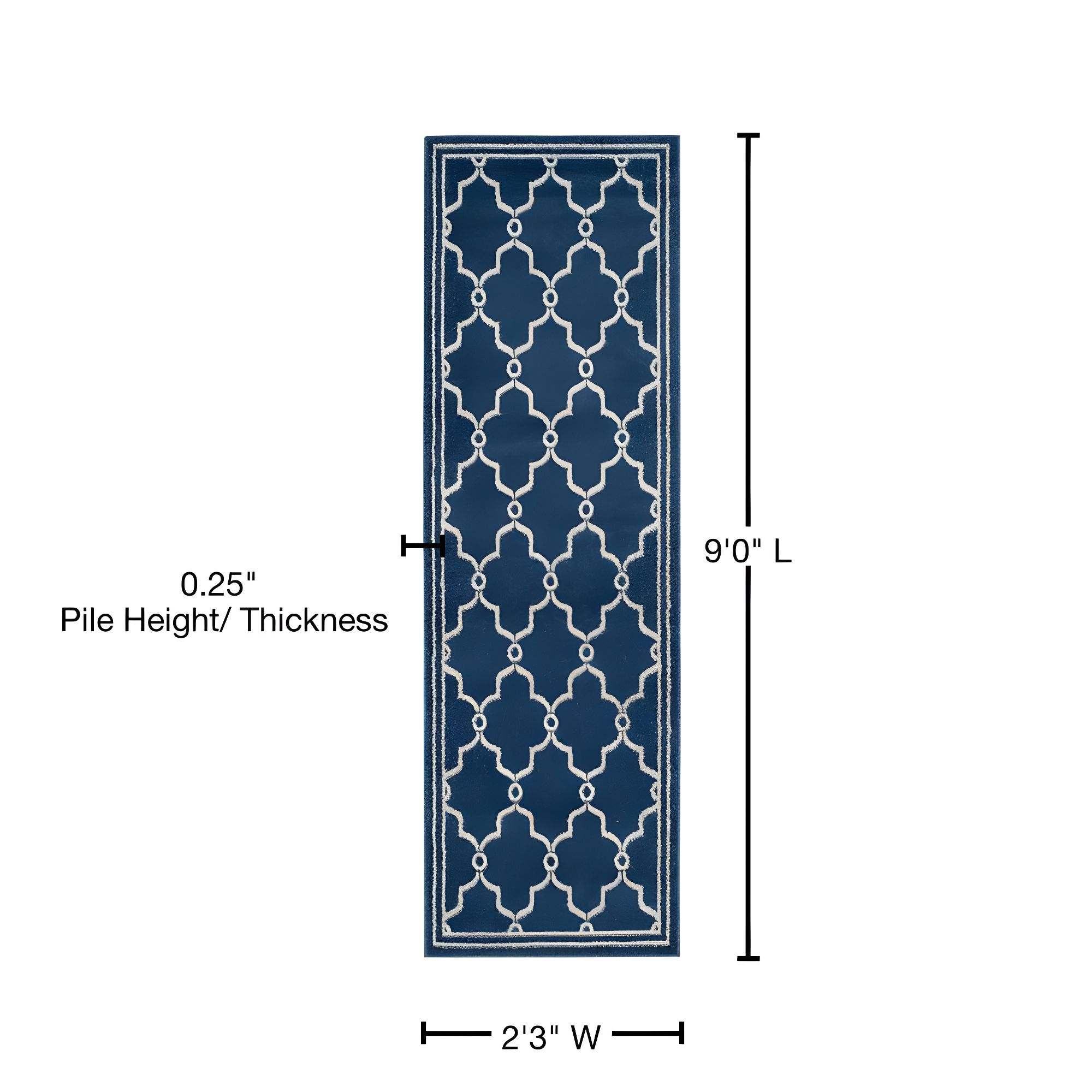 Amherst AMT414 Power Loomed Indoor Runner Rug - Navy/Beige - 2'3"x9' - Safavieh
