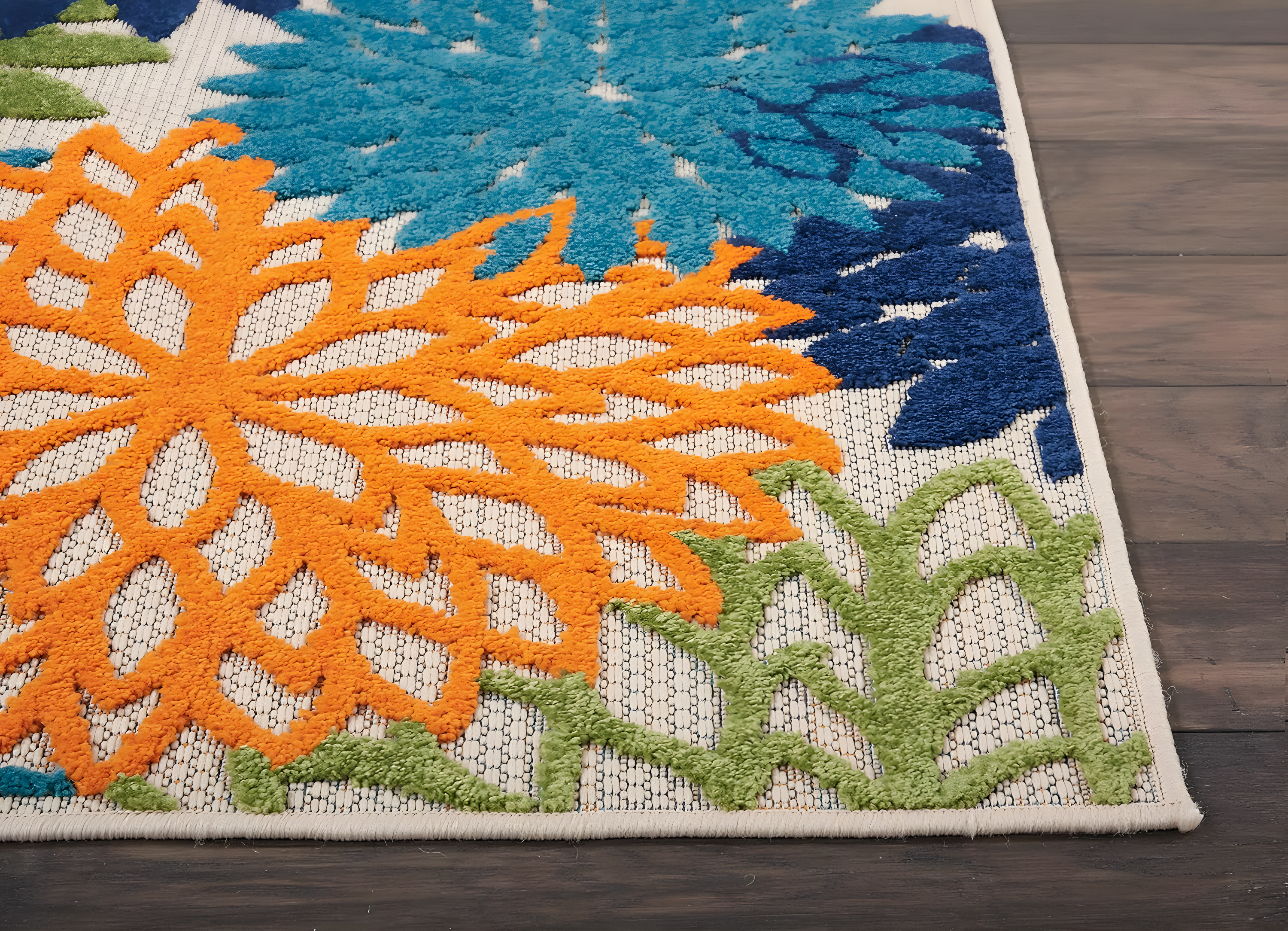 Nourison Aloha Floral Bloom Flatweave High-Low Indoor Outdoor Runner Rug Multicolor 2'3" x 10'