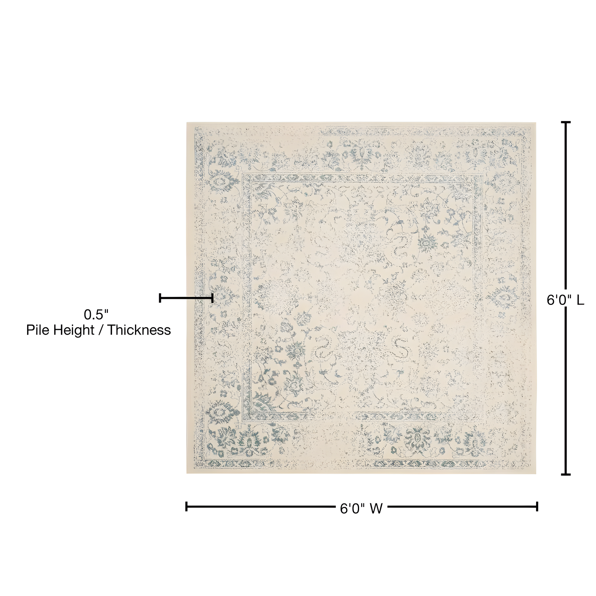 Adirondack ADR109 Machine Made Indoor Area Rug - Ivory/Slate - 6'x6' - Safavieh