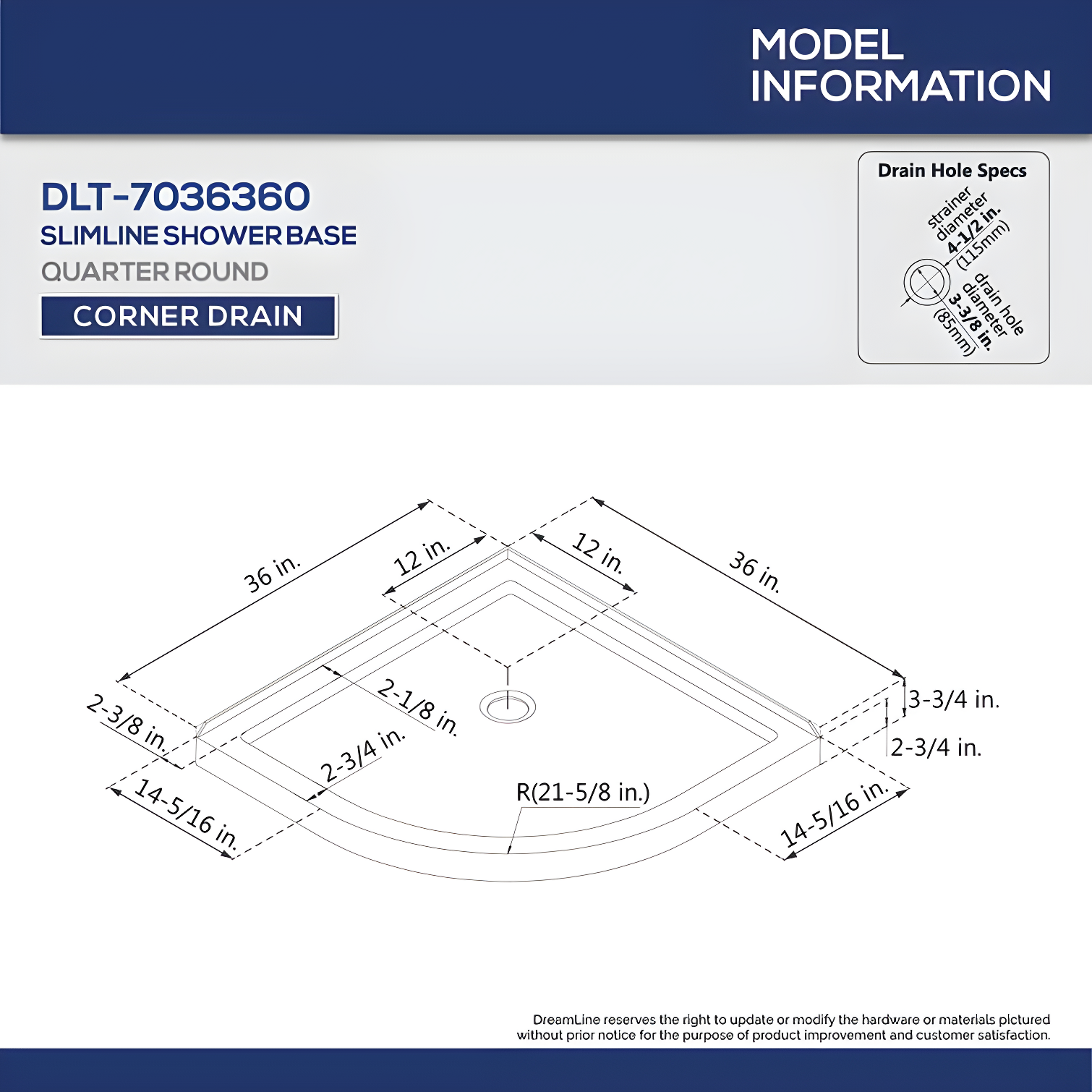 DreamLine Prime 36" W x 36" D x 76.75" H Semi Frameless Round Sliding Shower Enclosure with Base Included DL-6153-01FR