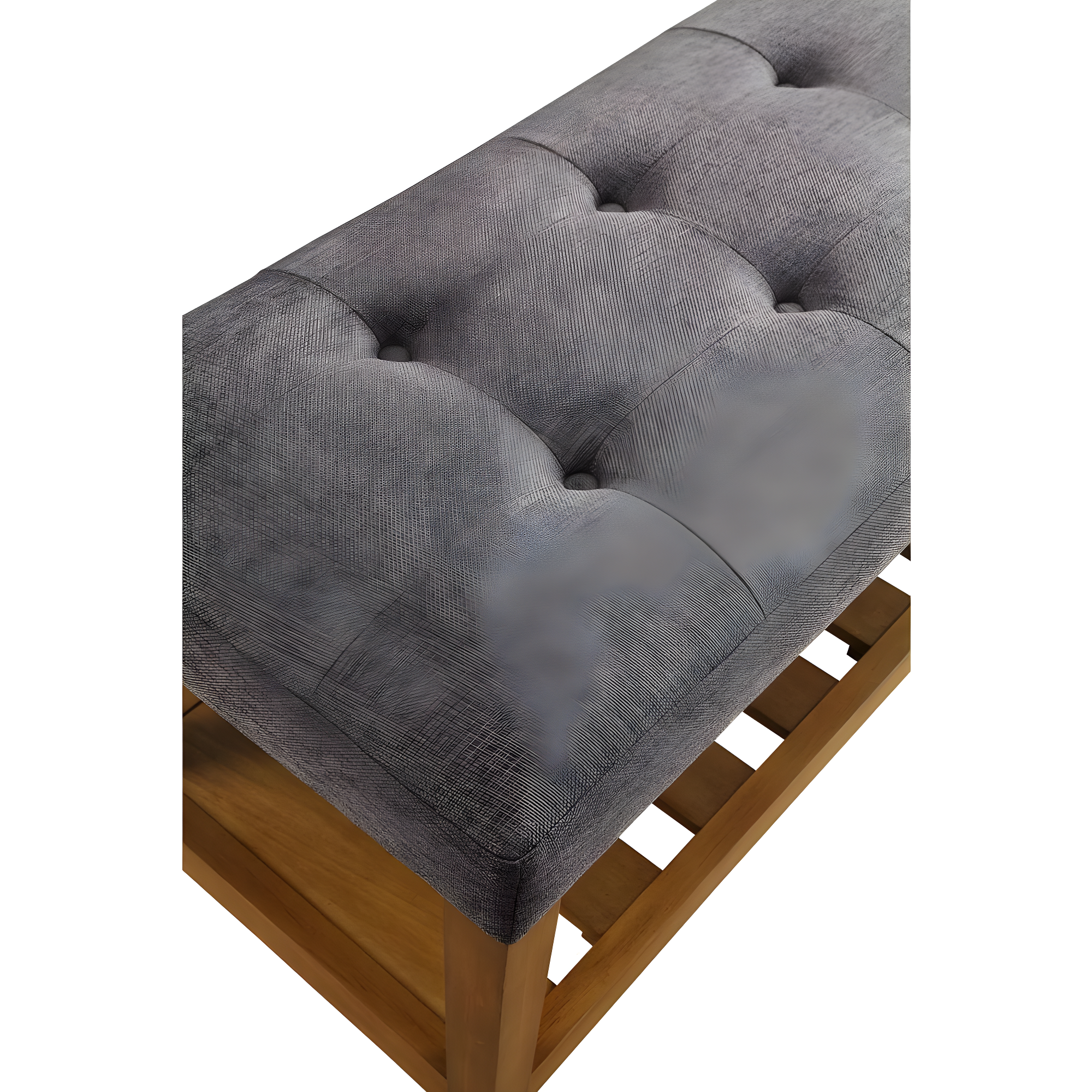 Acme Furniture Charla Bench Gray Fabric/Oak Finish