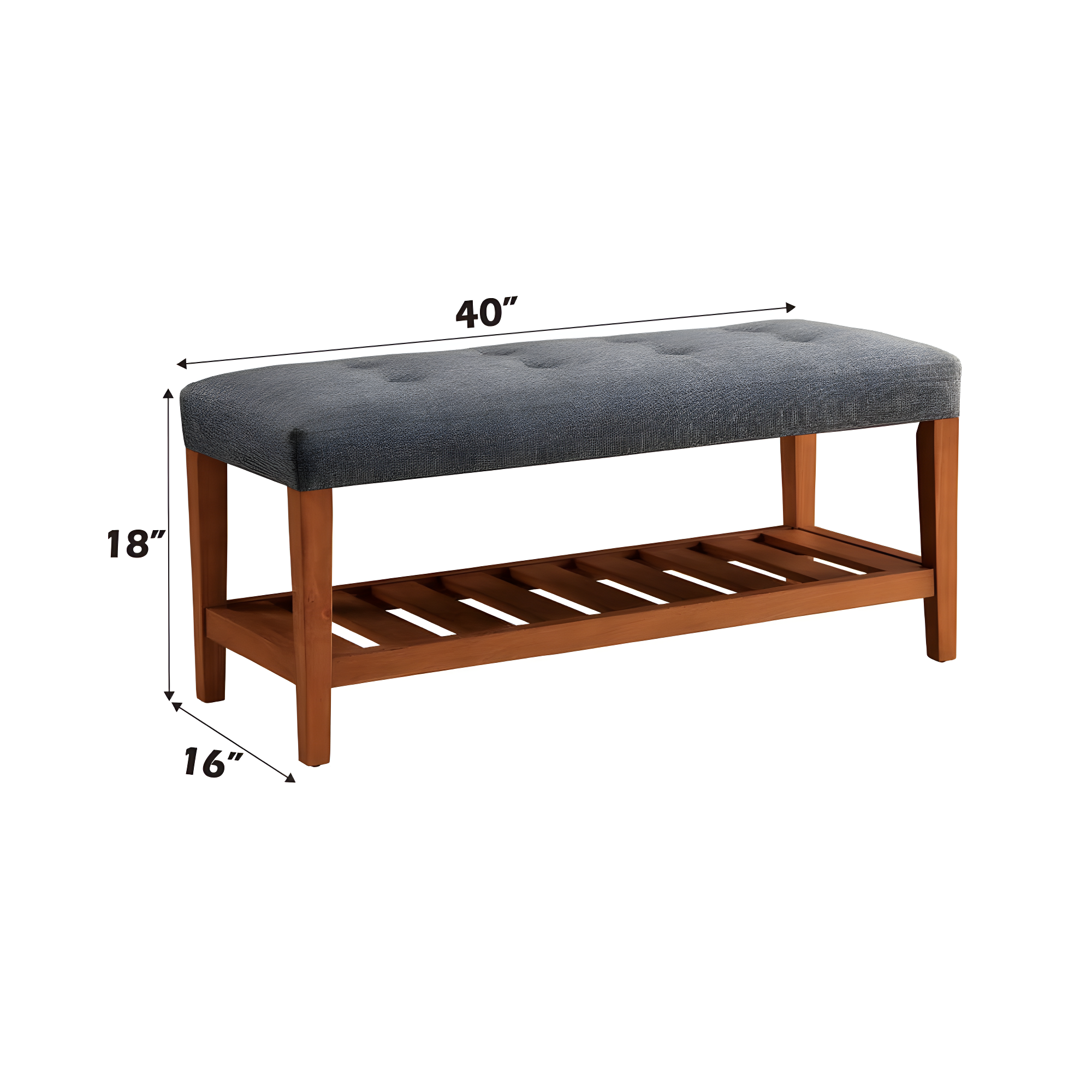Acme Furniture Charla Bench Gray Fabric/Oak Finish