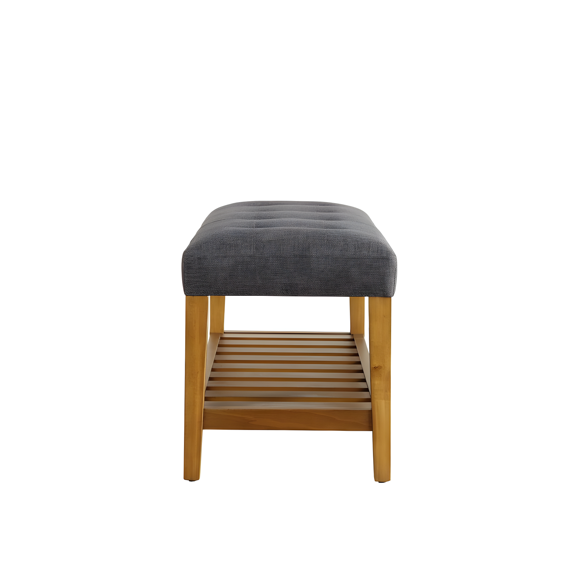 Acme Furniture Charla Bench Gray Fabric/Oak Finish