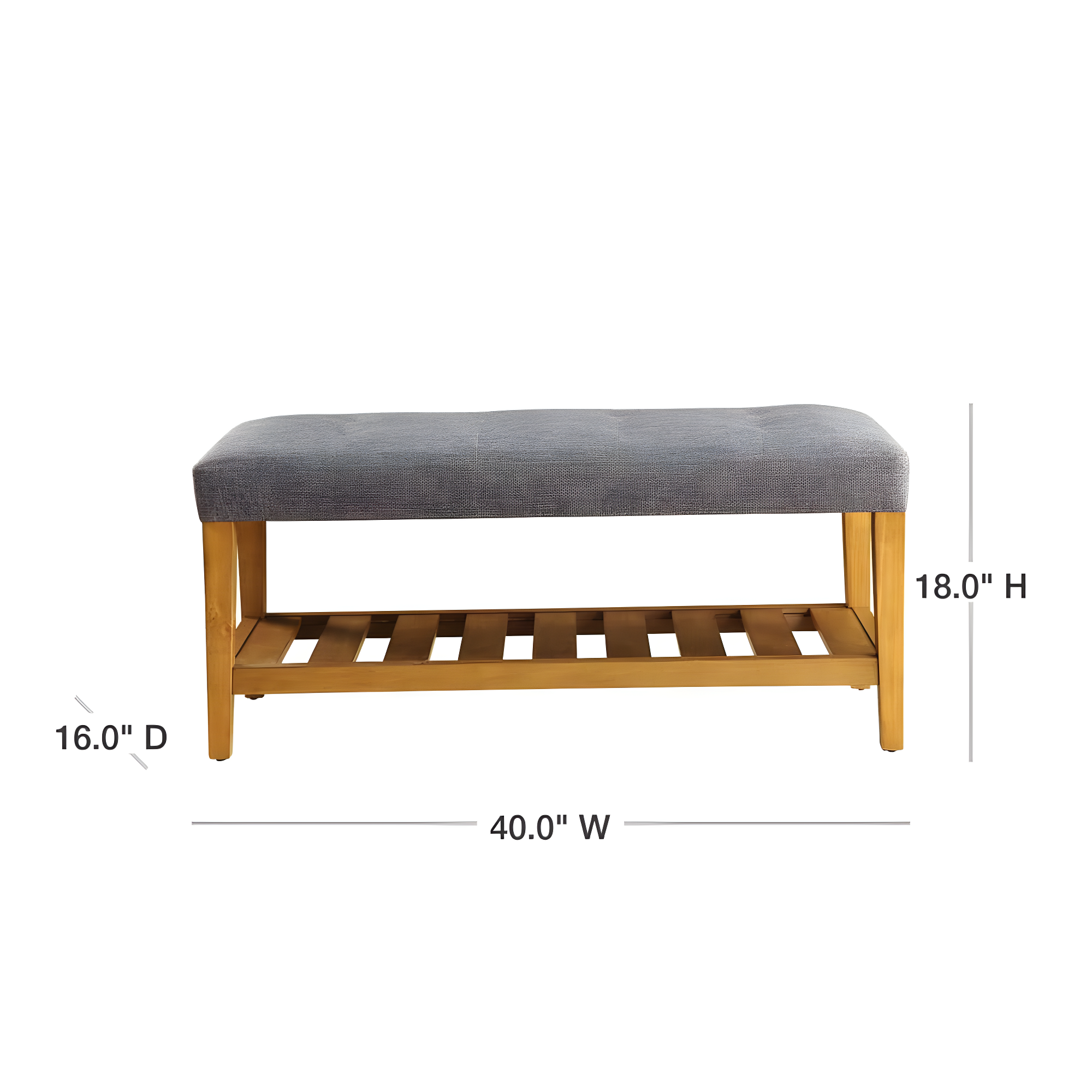 Acme Furniture Charla Bench Gray Fabric/Oak Finish