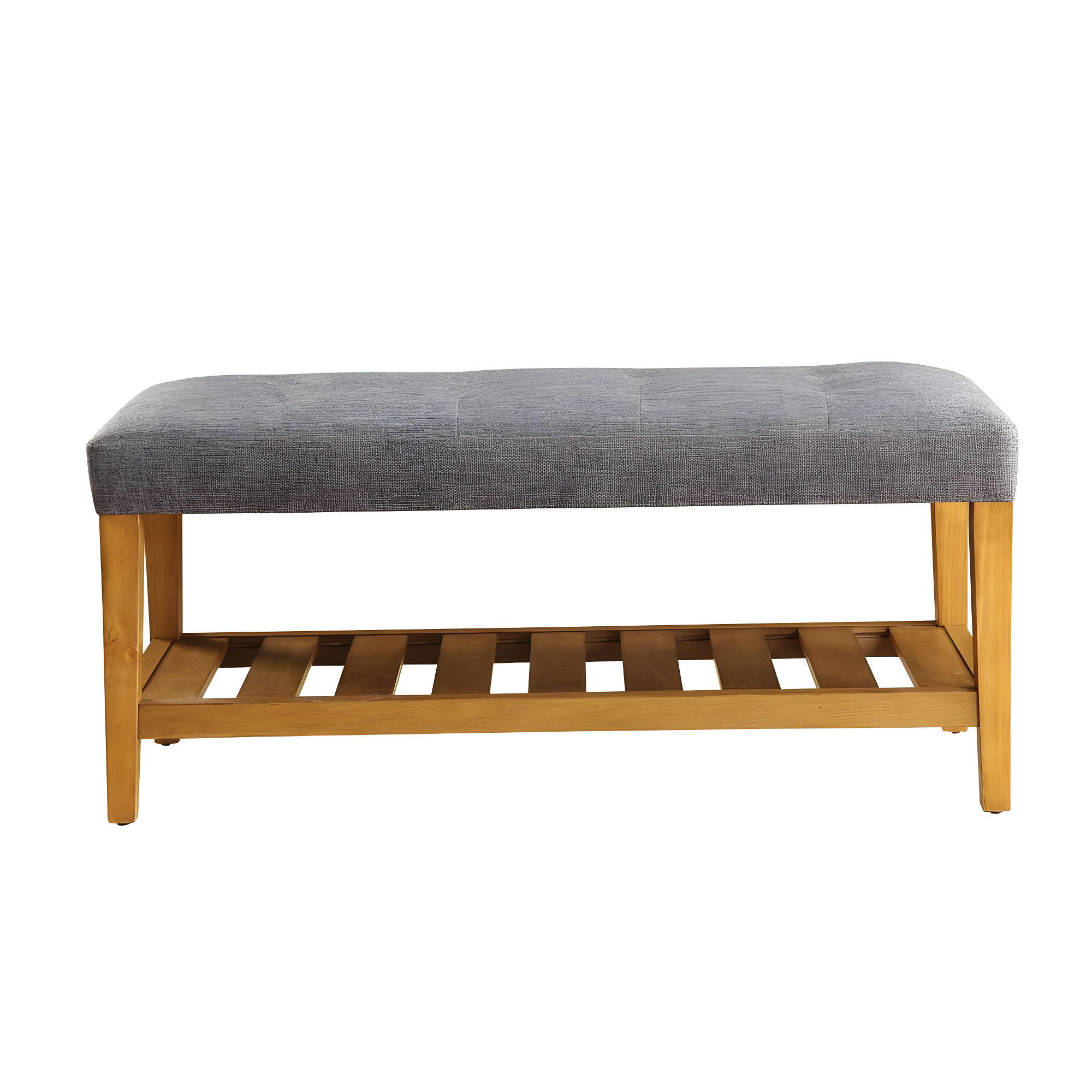 Acme Furniture Charla Bench Gray Fabric/Oak Finish