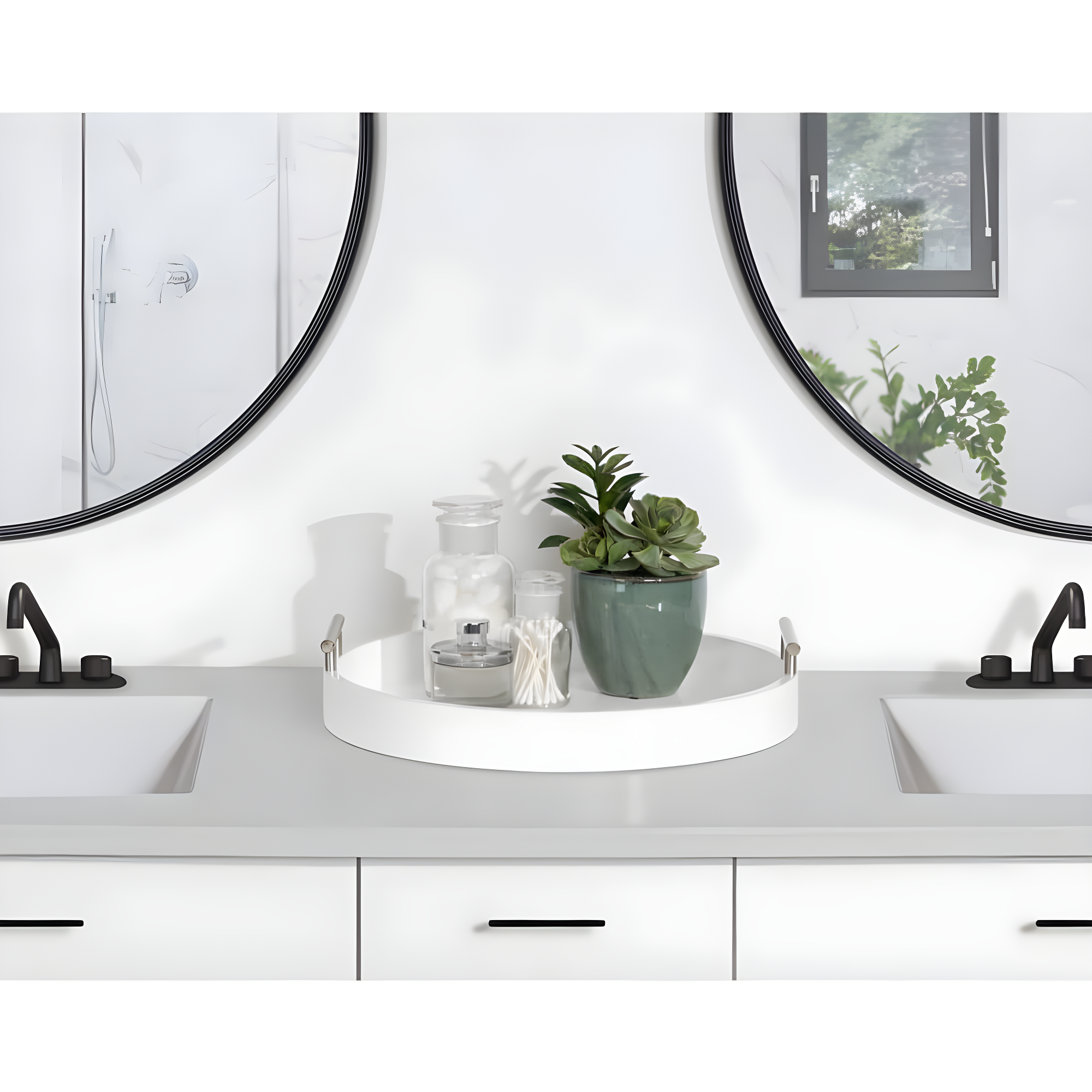 Kate and Laurel Lipton Tray, 15.5" Diameter, White and Silver