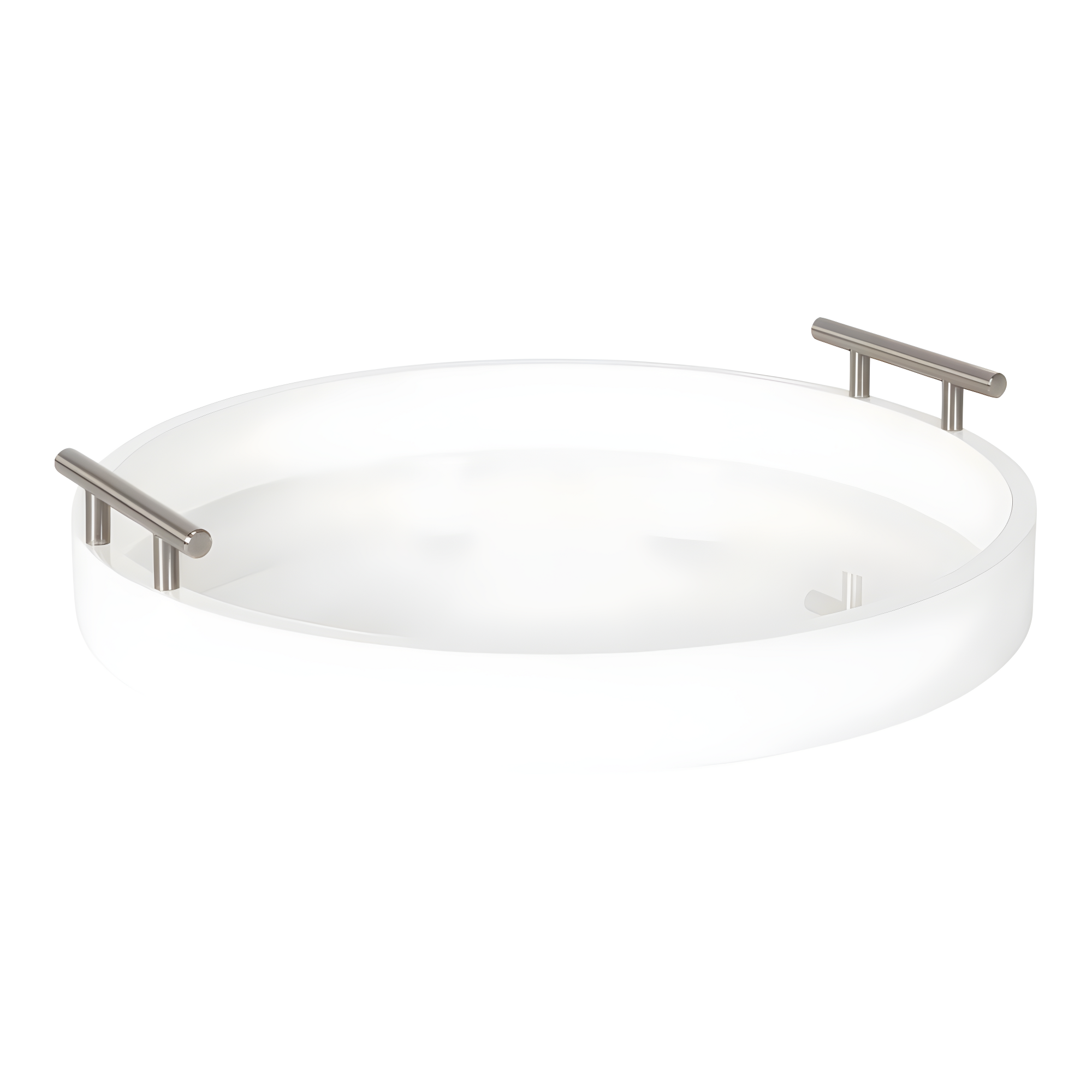 Kate and Laurel Lipton Tray, 15.5" Diameter, White and Silver