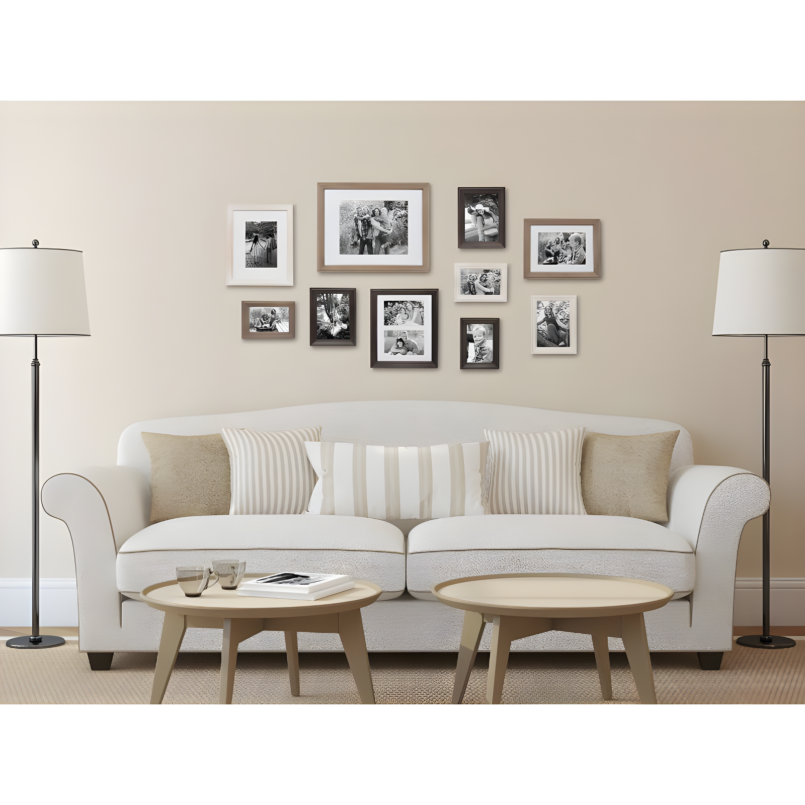 10pc Bordeaux Frame Box Set White/Black/Natural Wood - Kate and Laurel: Wall Gallery Kit, Multi-Size Display
