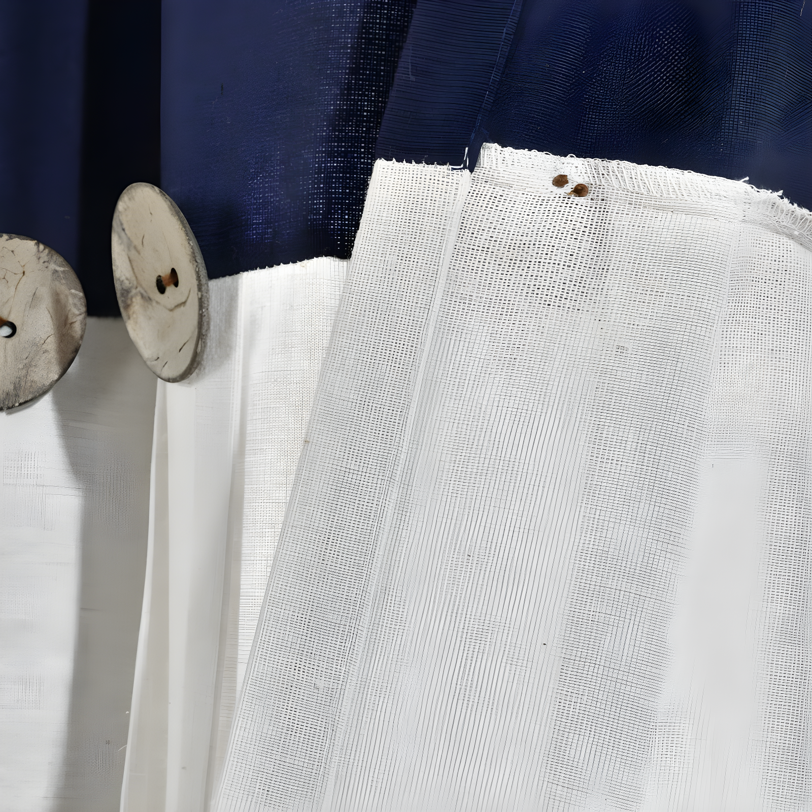 Lush Decor Linen Button Cotton Blend Tailored 29'' W Cafe Curtain (Set of 2)