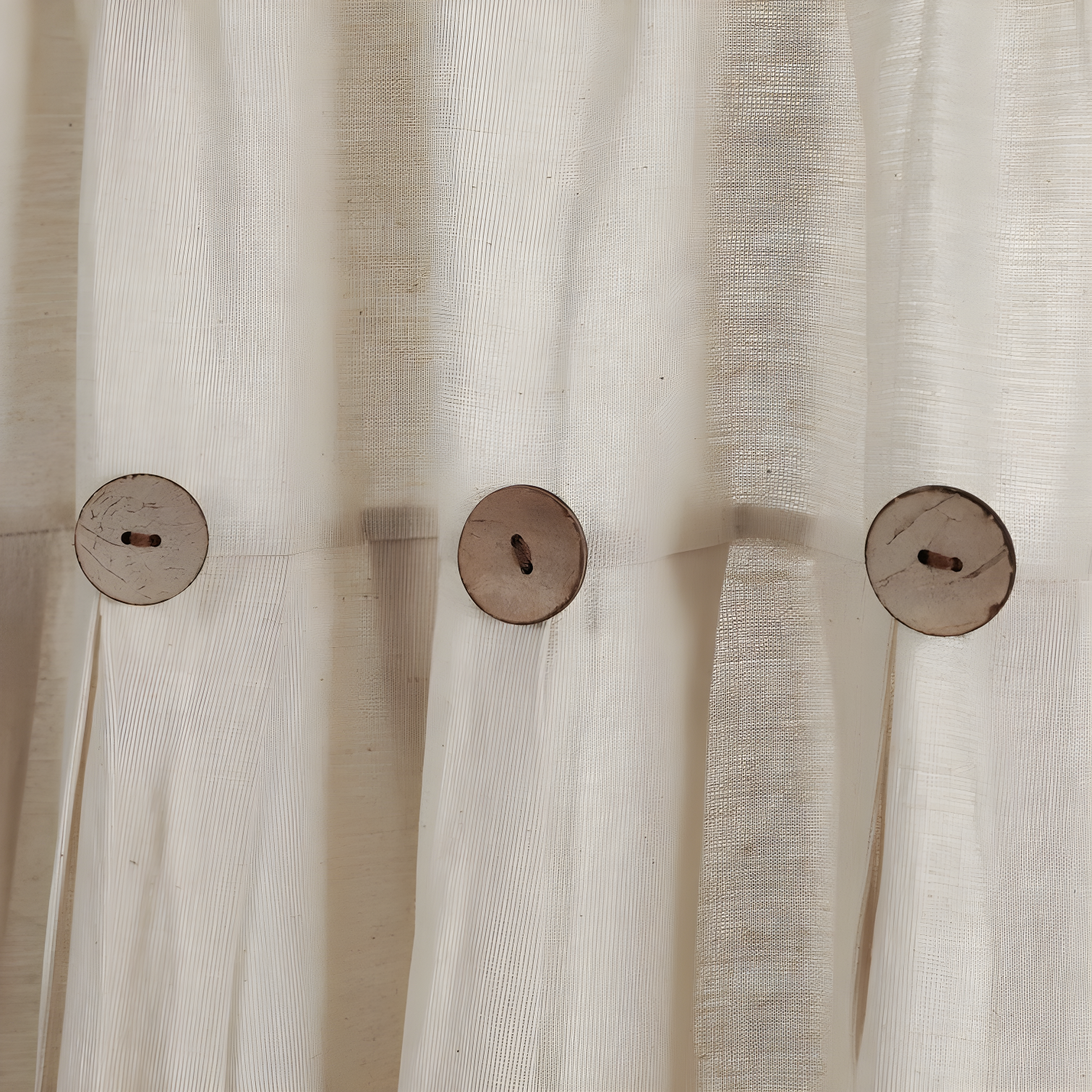 Lush Decor Linen Button Cotton Blend Tailored 29'' W Cafe Curtain (Set of 2)
