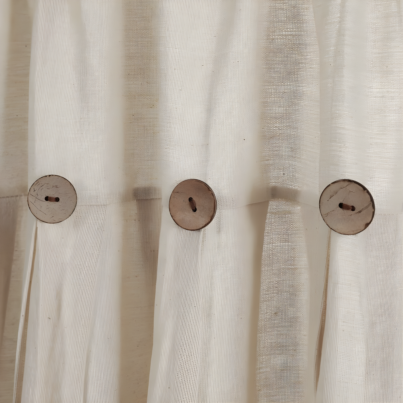 Lush Decor Linen Button Cotton Blend Tailored 29'' W Cafe Curtain (Set of 2)
