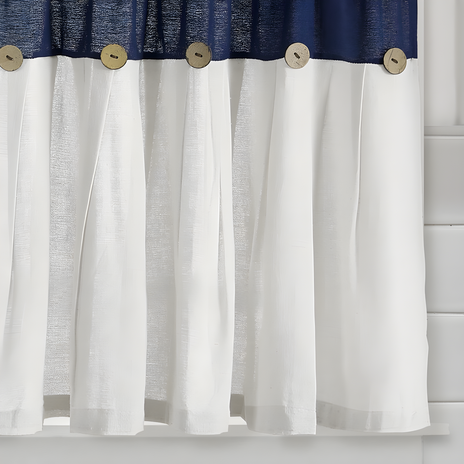 Lush Decor Linen Button Cotton Blend Tailored 29'' W Cafe Curtain (Set of 2)