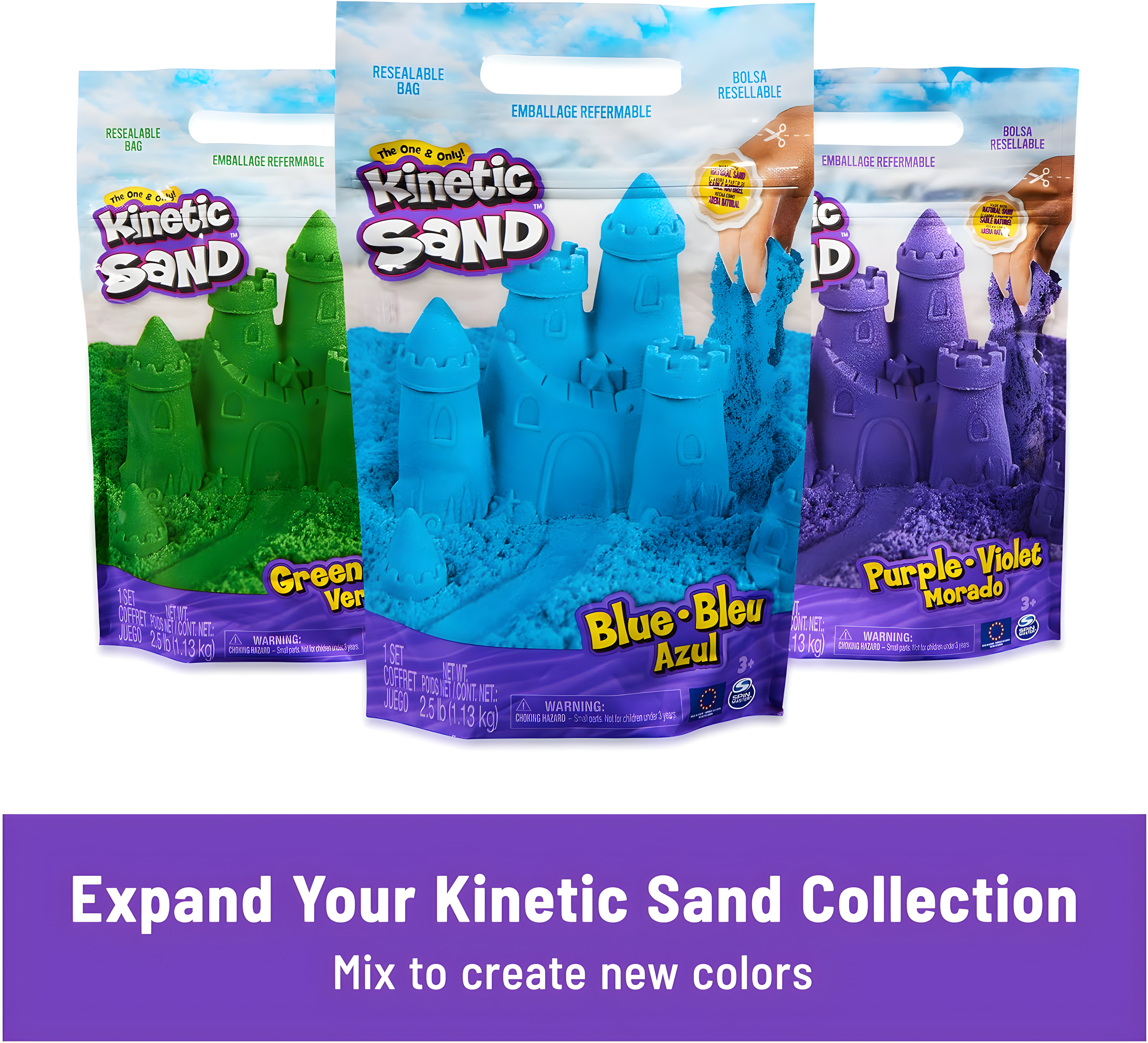 Kinetic Sand Mold n' Flow 1.5lbs Play Sand with 3 Tools