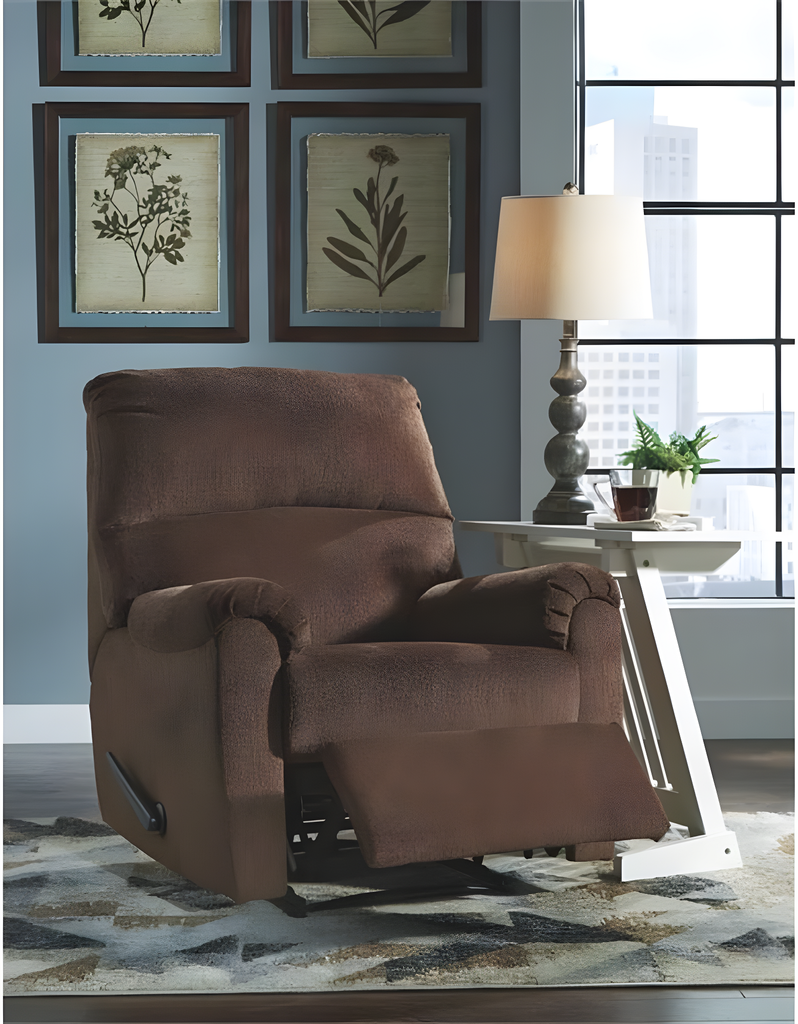 Chocolate Brown Polyester Contemporary Recliner
