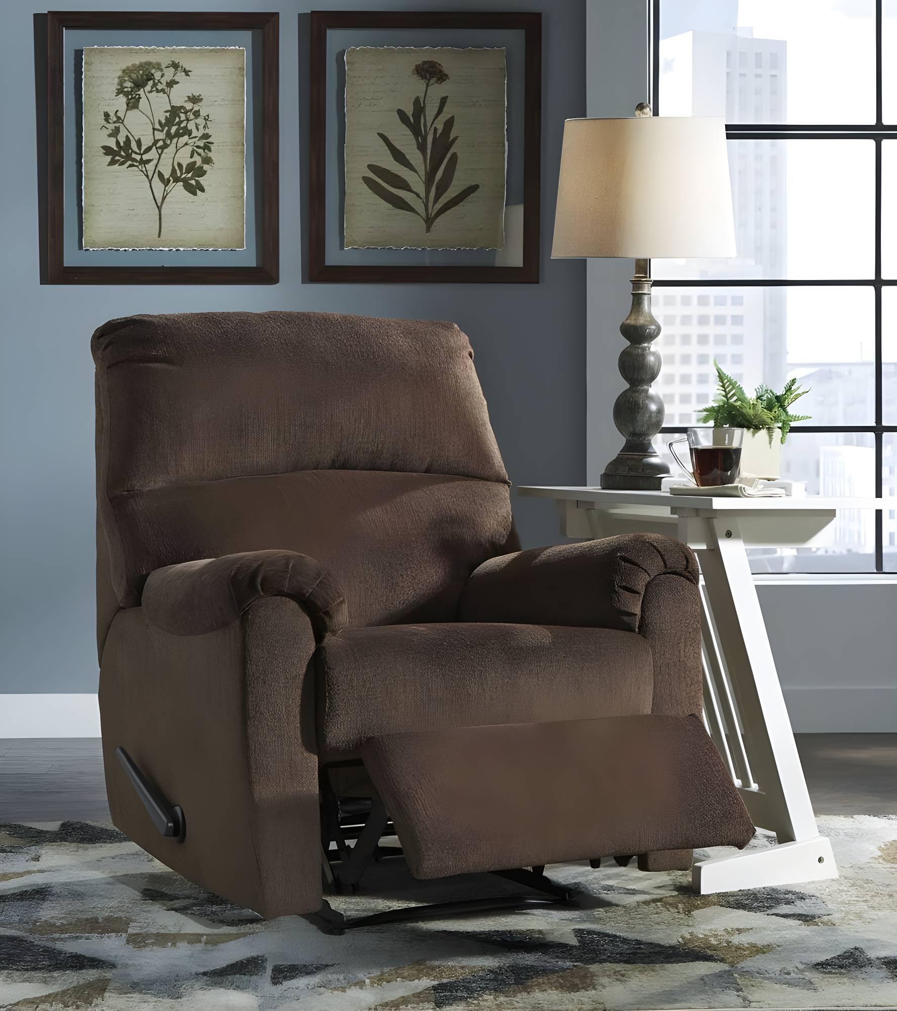 Chocolate Brown Polyester Contemporary Recliner