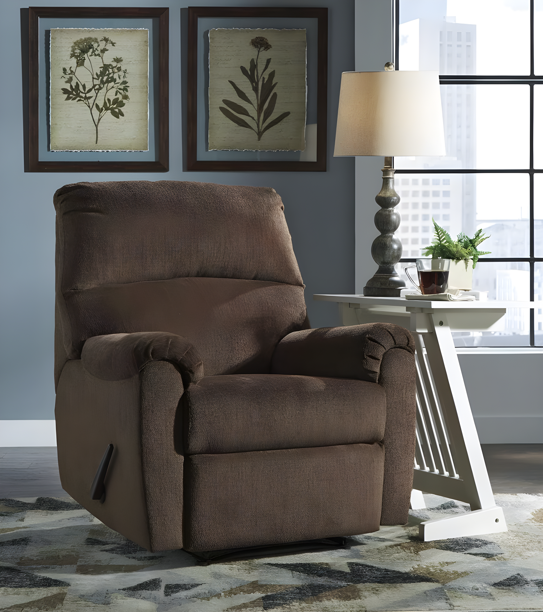 Chocolate Brown Polyester Contemporary Recliner
