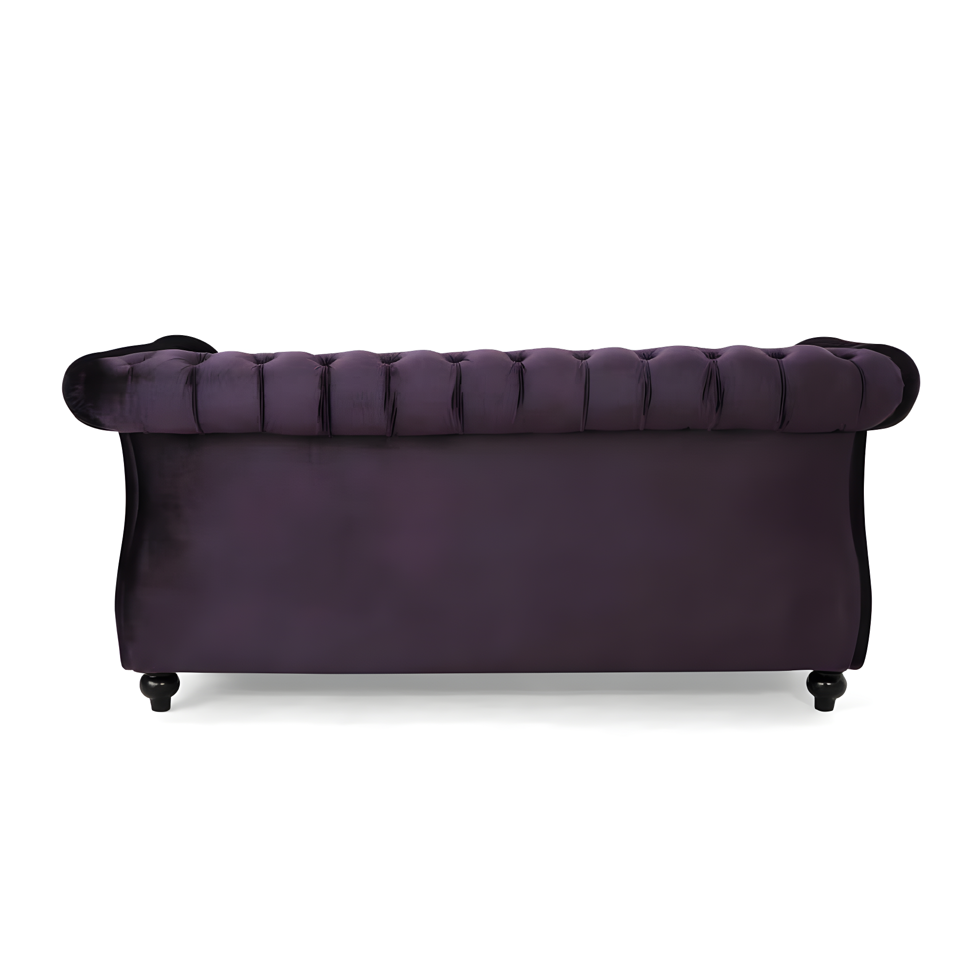 Blackberry Velvet Tufted Chesterfield Loveseat with Birch Legs