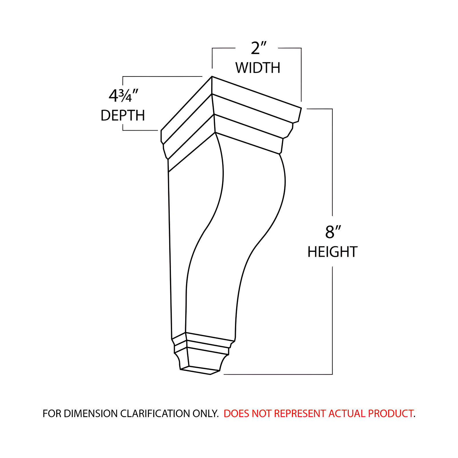 Architectural Products by Outwater L.L.C. 8 in x 2 in x 4-3/4 in Unfinished Small Solid Classic Traditional Plain Wood Corbel